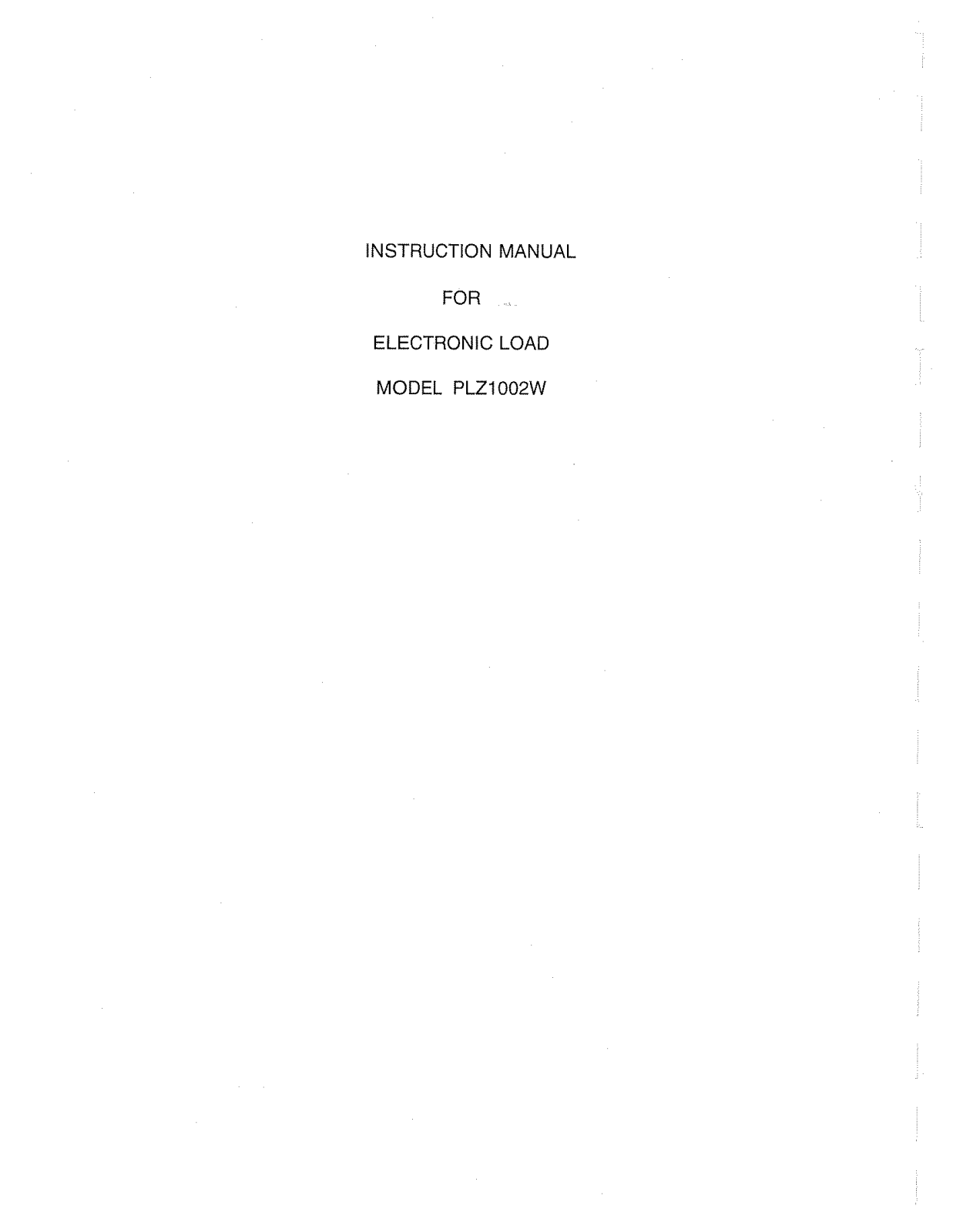 Kikusui Electronics Corporation PLZ1002W User Manual