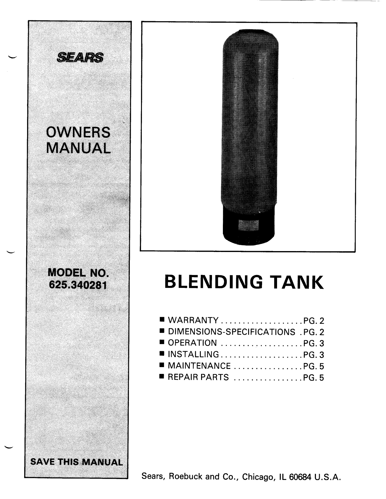 Kenmore 625.340281 User Manual