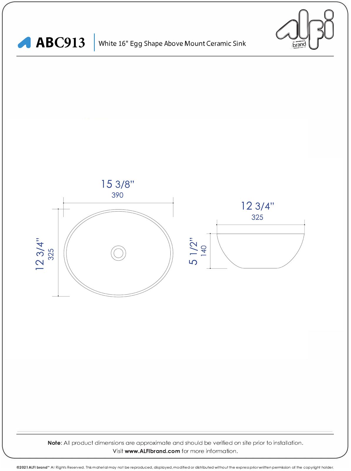Alfi Brand NBT10313 Dimensions - ManualMachine.com