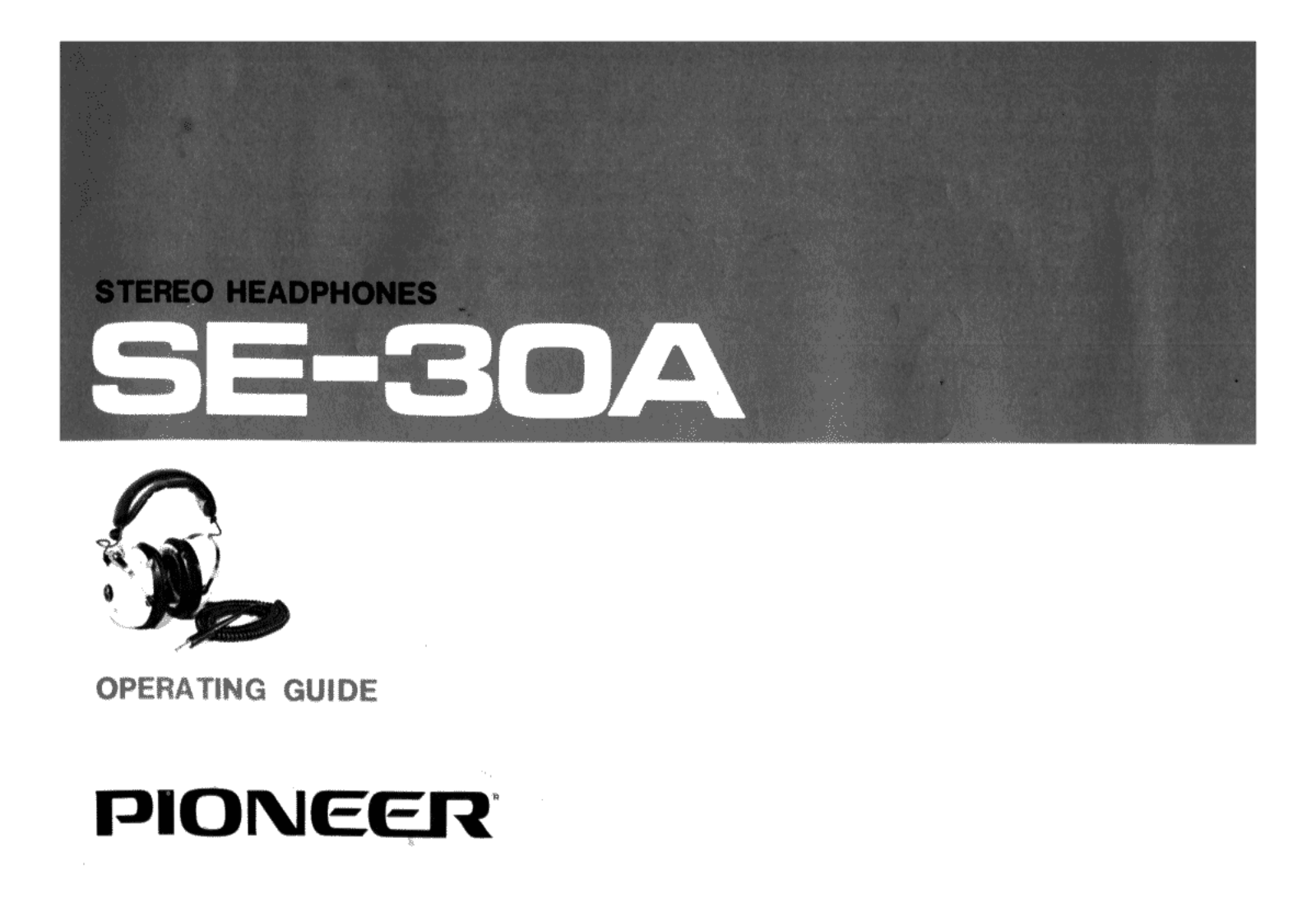 Pioneer SE-30-A Owners manual