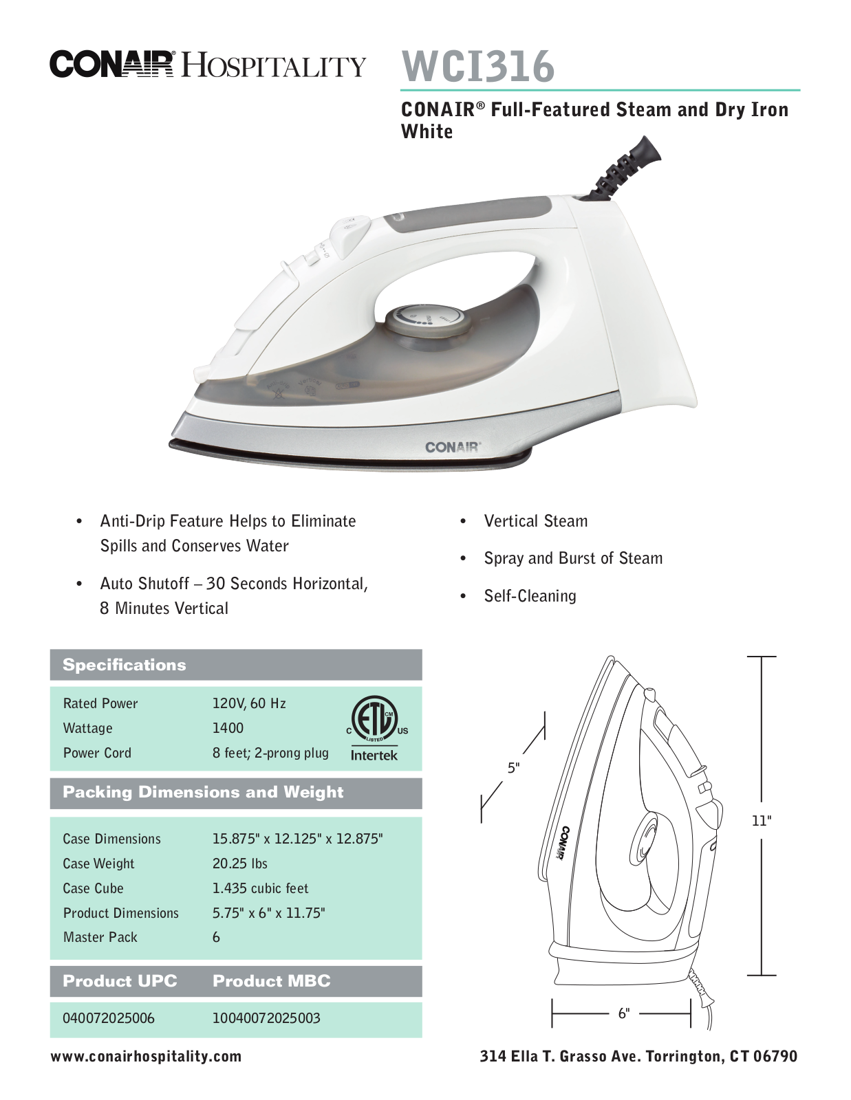 Waring WCI316 User Manual