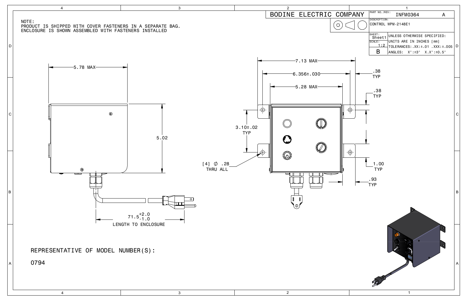 Bodine 0794 Reference Drawing