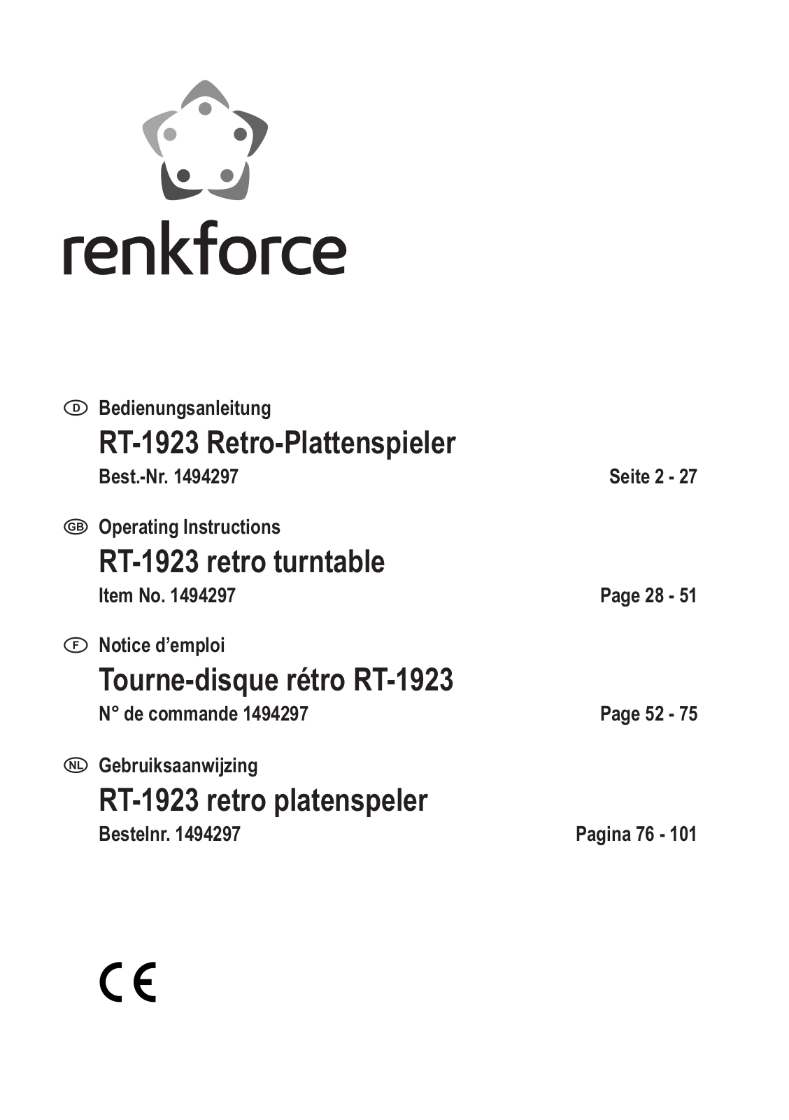 Renkforce 1494297 Operating Instructions