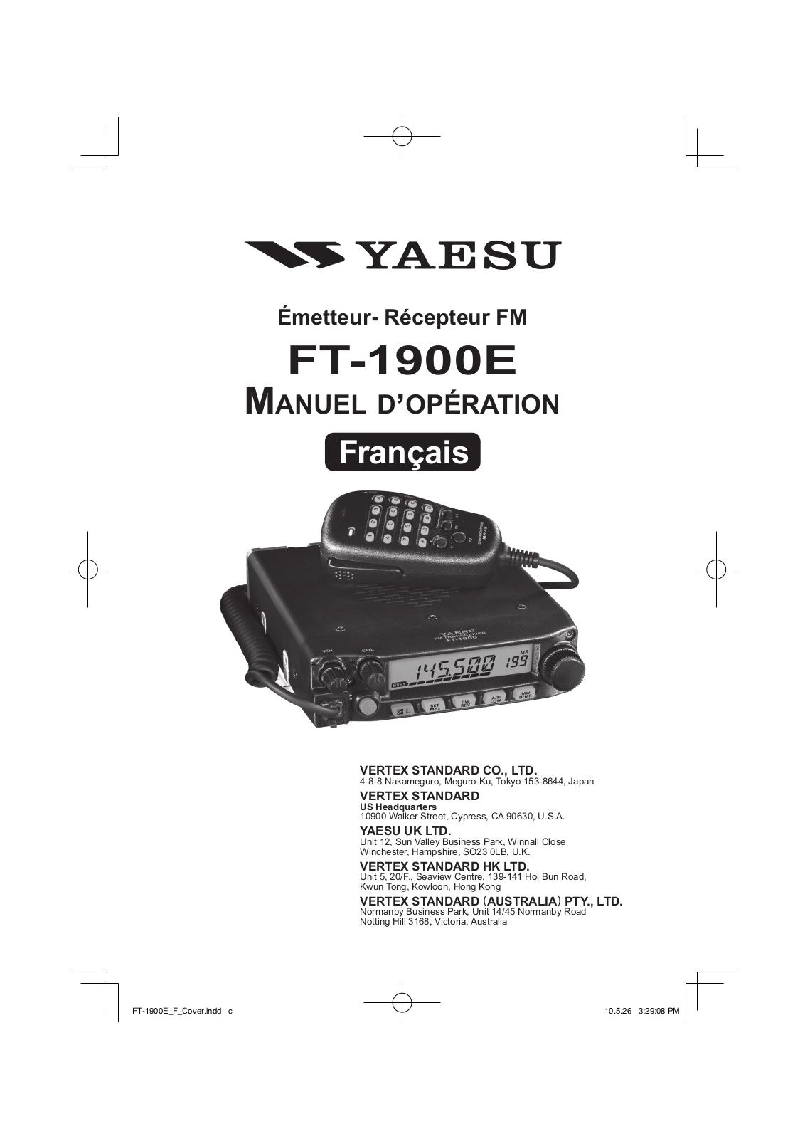 YAESU FT-1900E User Manual