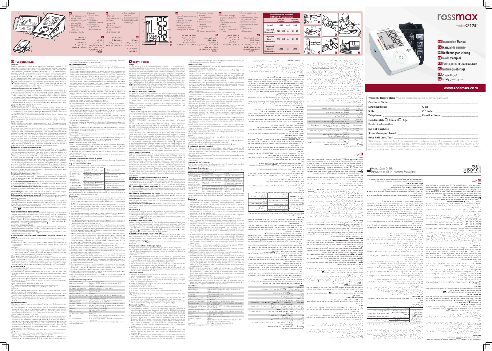 Rossmax CF175F User Manual