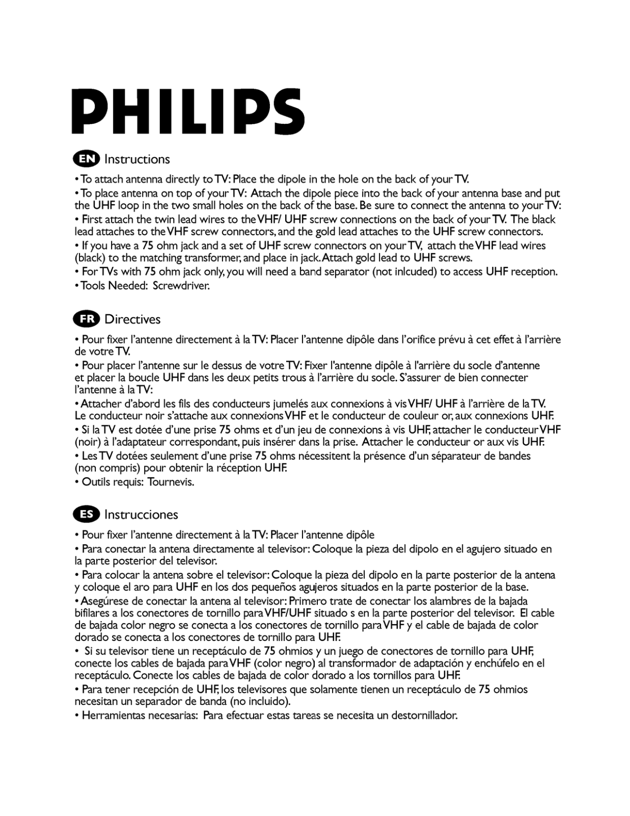 Philips SDV2115 Owner's Manual