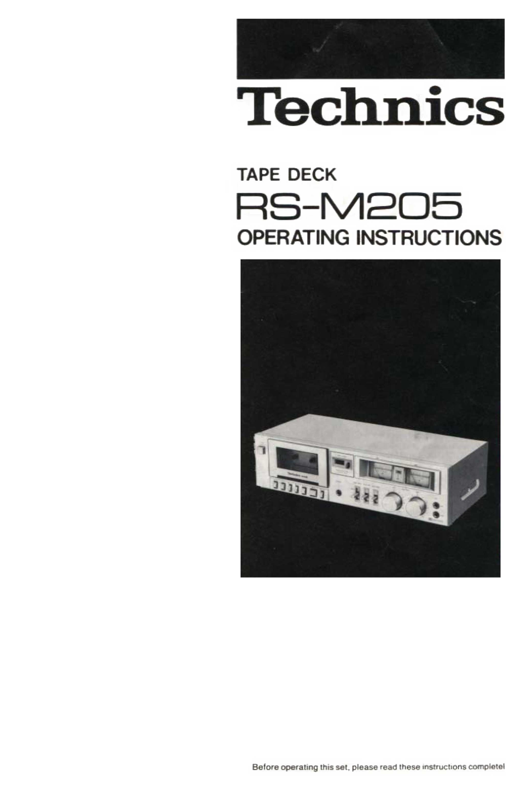 Technics RS-M-205 Owners Manual