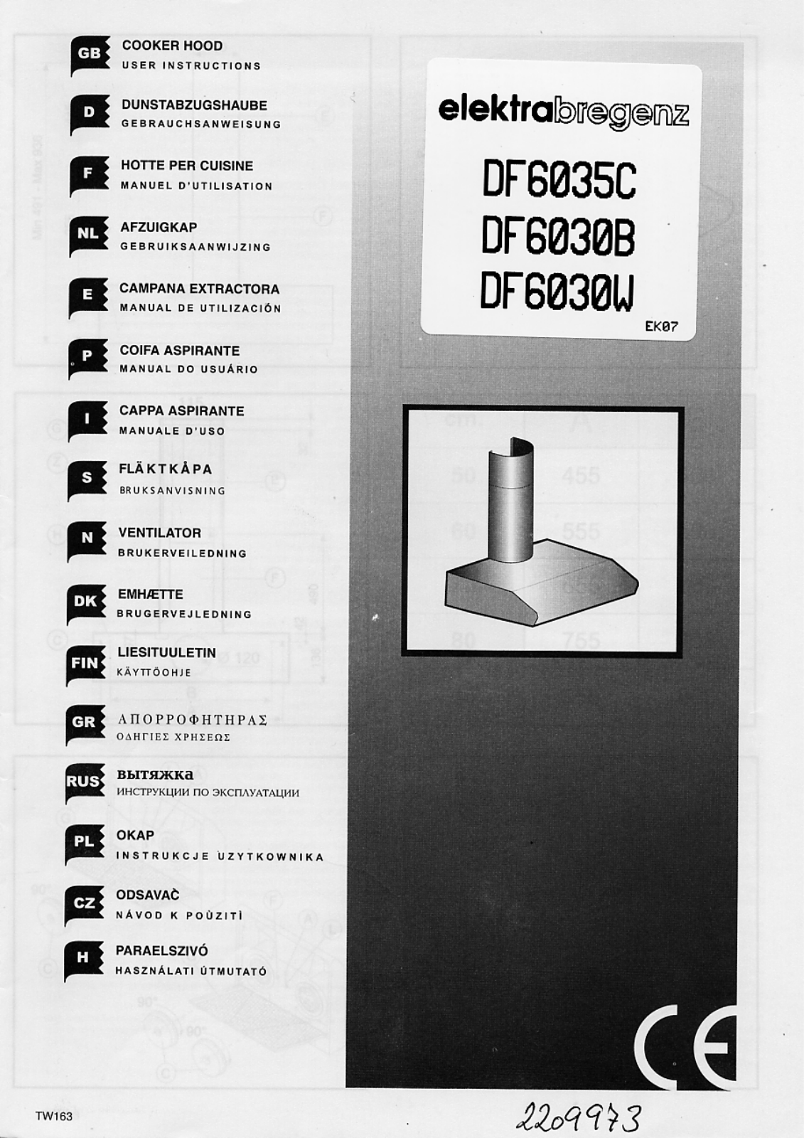 Elektra Bregenz DF 6030-1 W, DF 6035-1 X User Manual