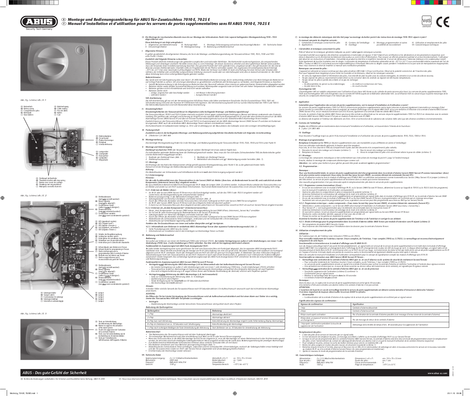 ABUS FUFT50010 Operating instructions