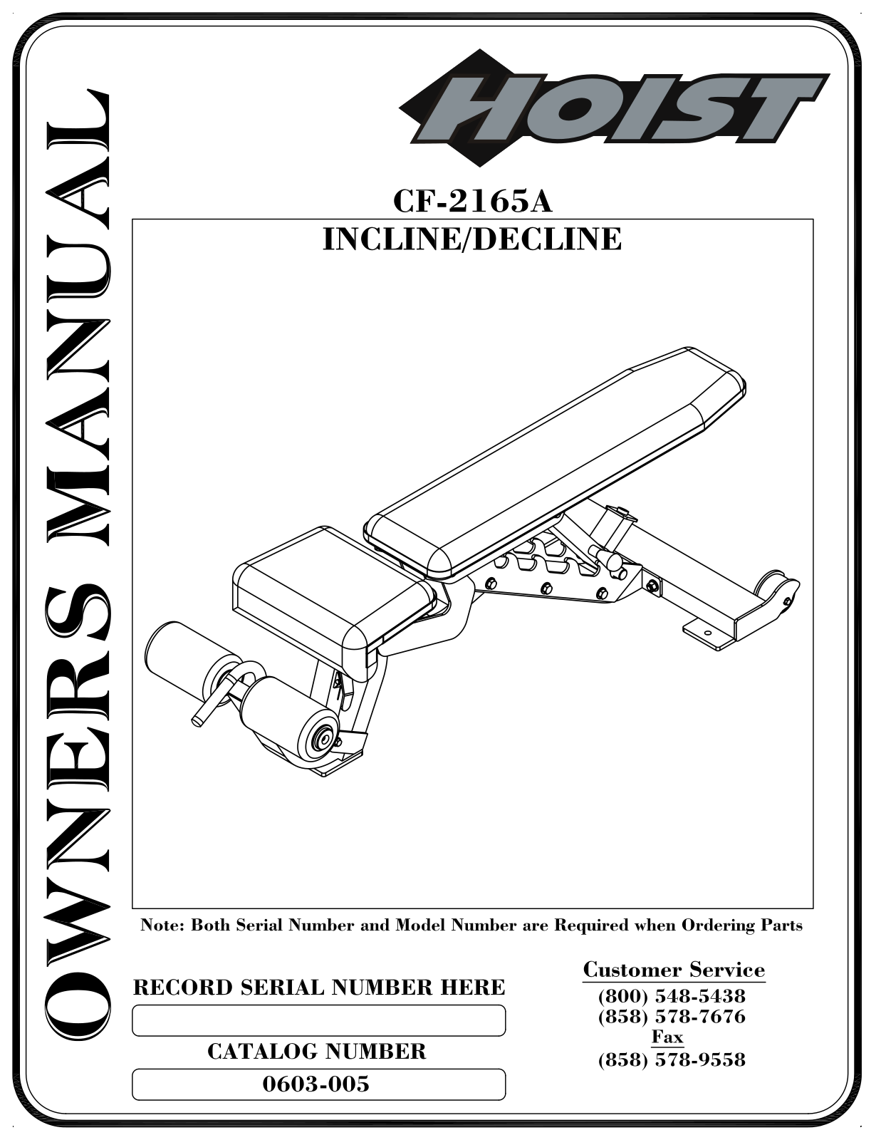 Hoist Fitness cf-2165a User Manual