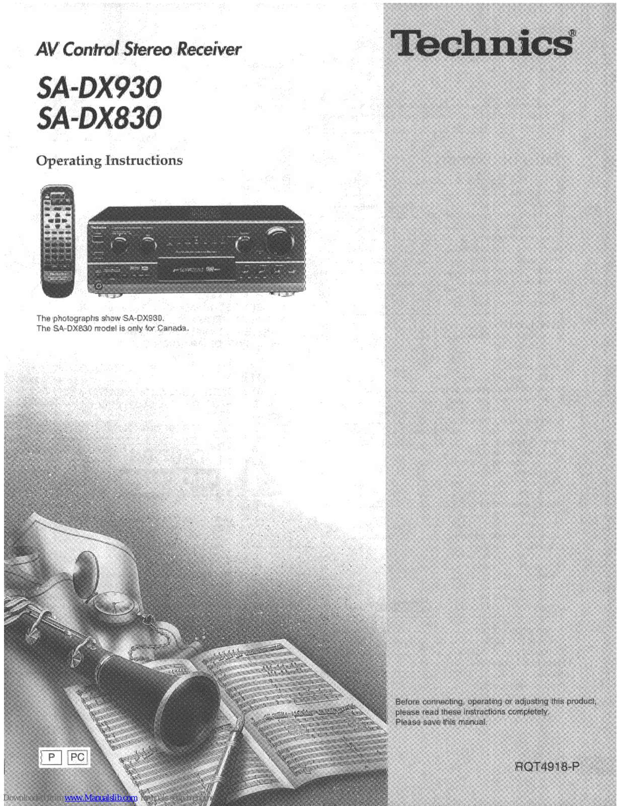 Technics SA-DX930, SA-DX830 Operating Instructions Manual