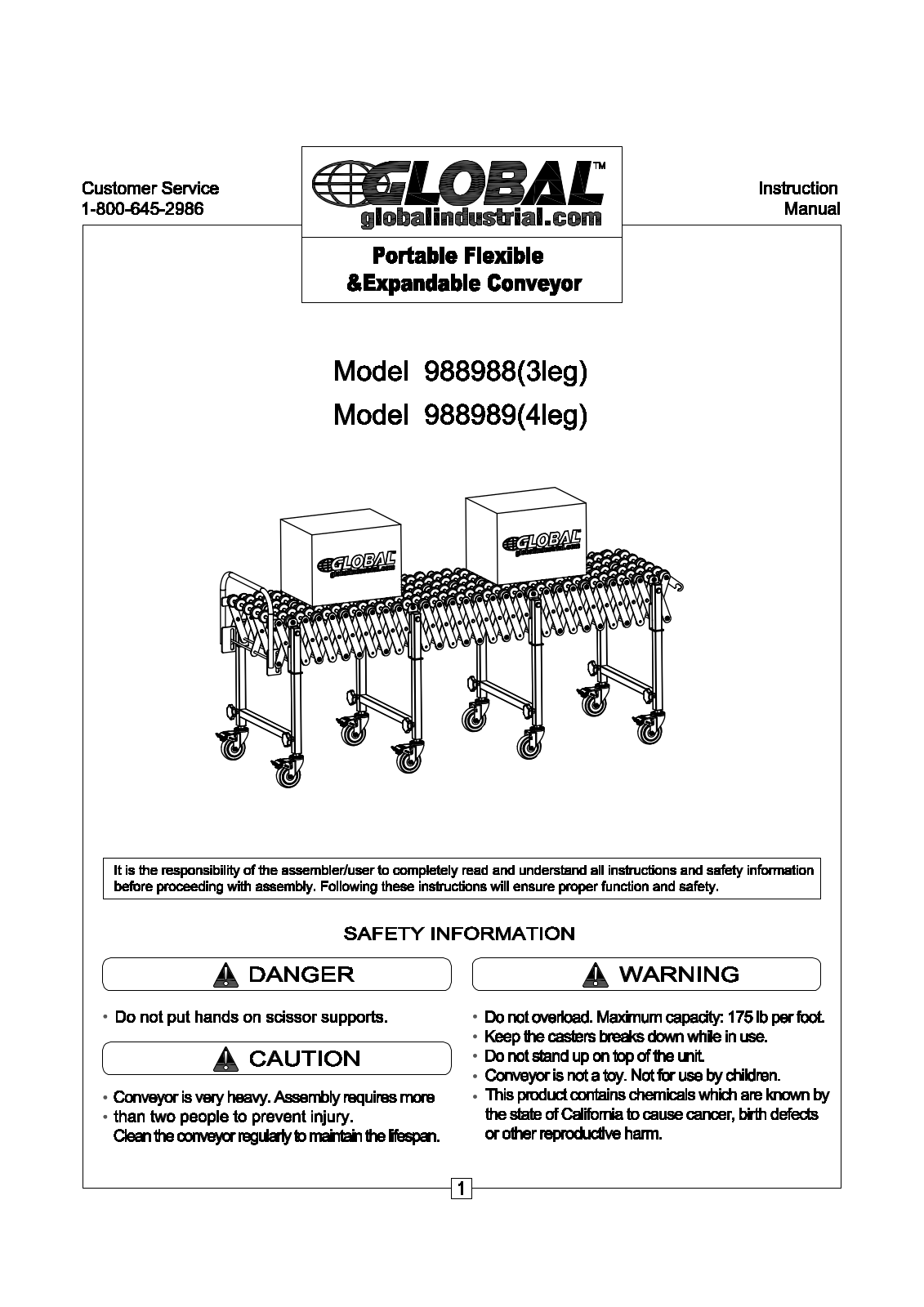 Global Industrial 988988 User Manual