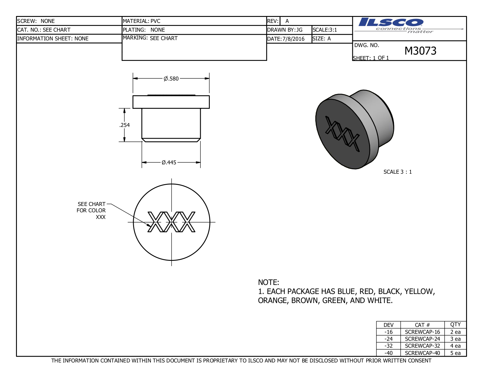 Ilsco SCREWCAP-16 Data sheet