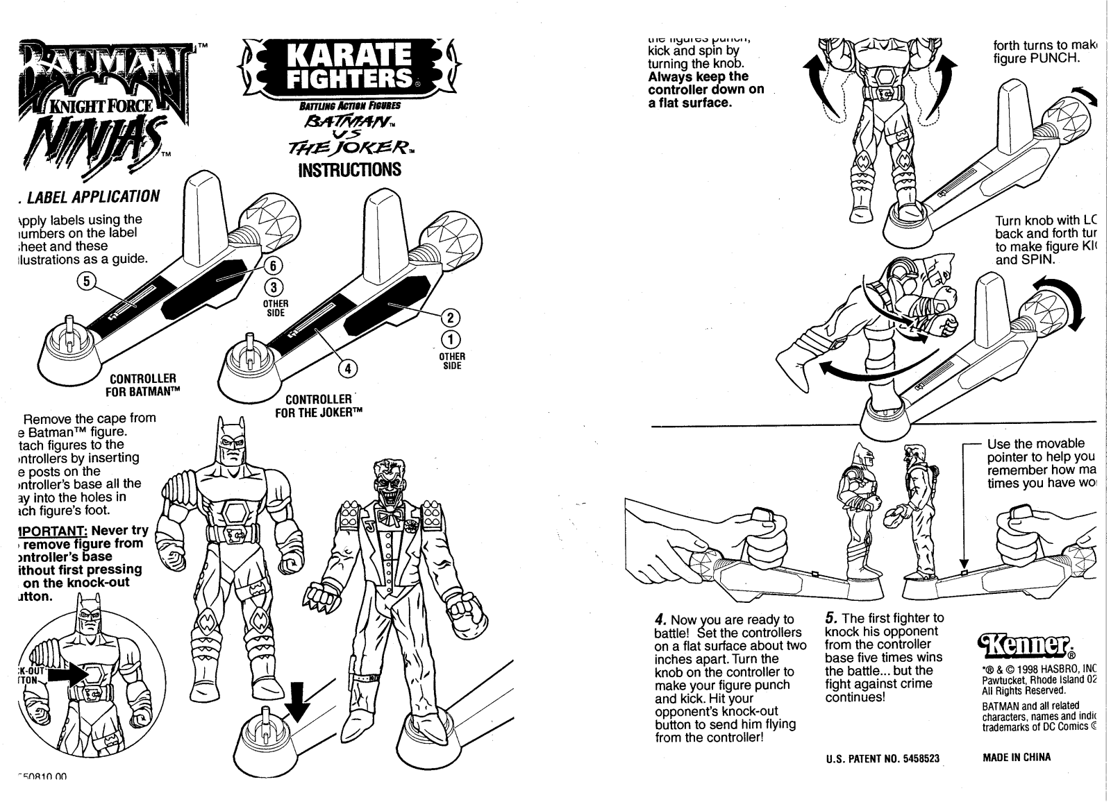 HASBRO Batman Knight Force Ninjas Karate Fighters User Manual