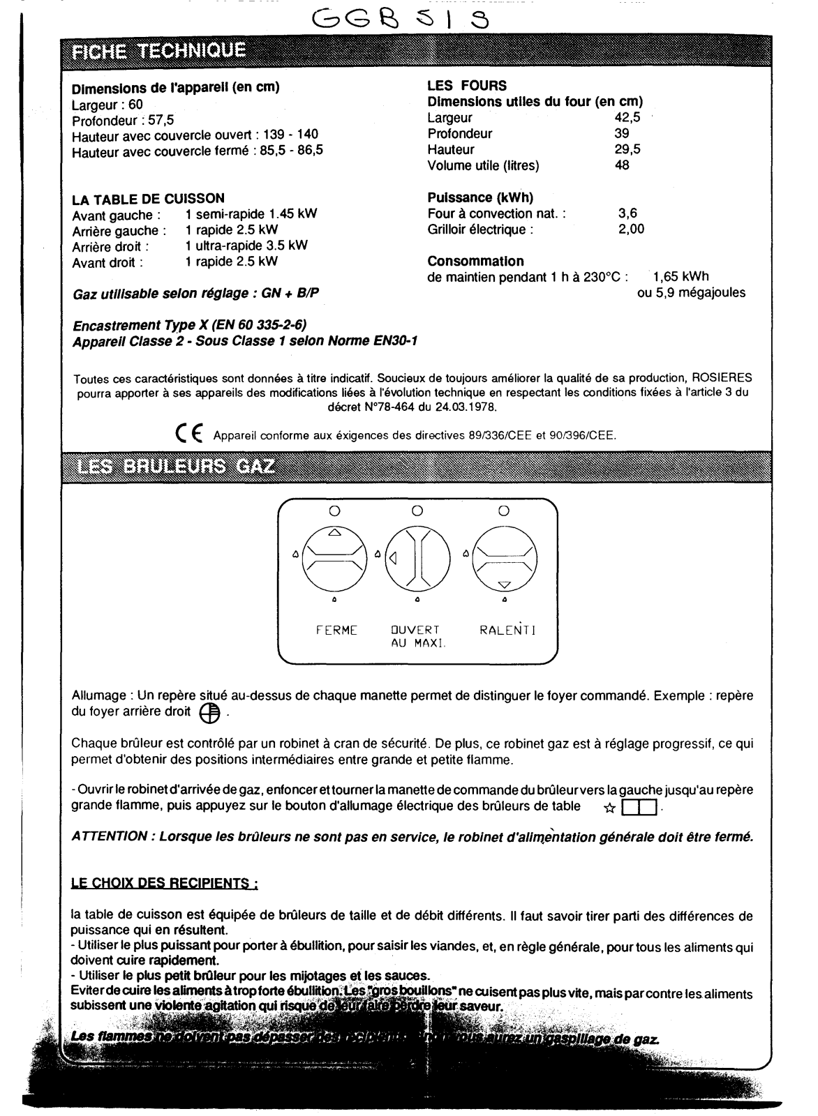 ROSIERES GGB 51 S User Manual