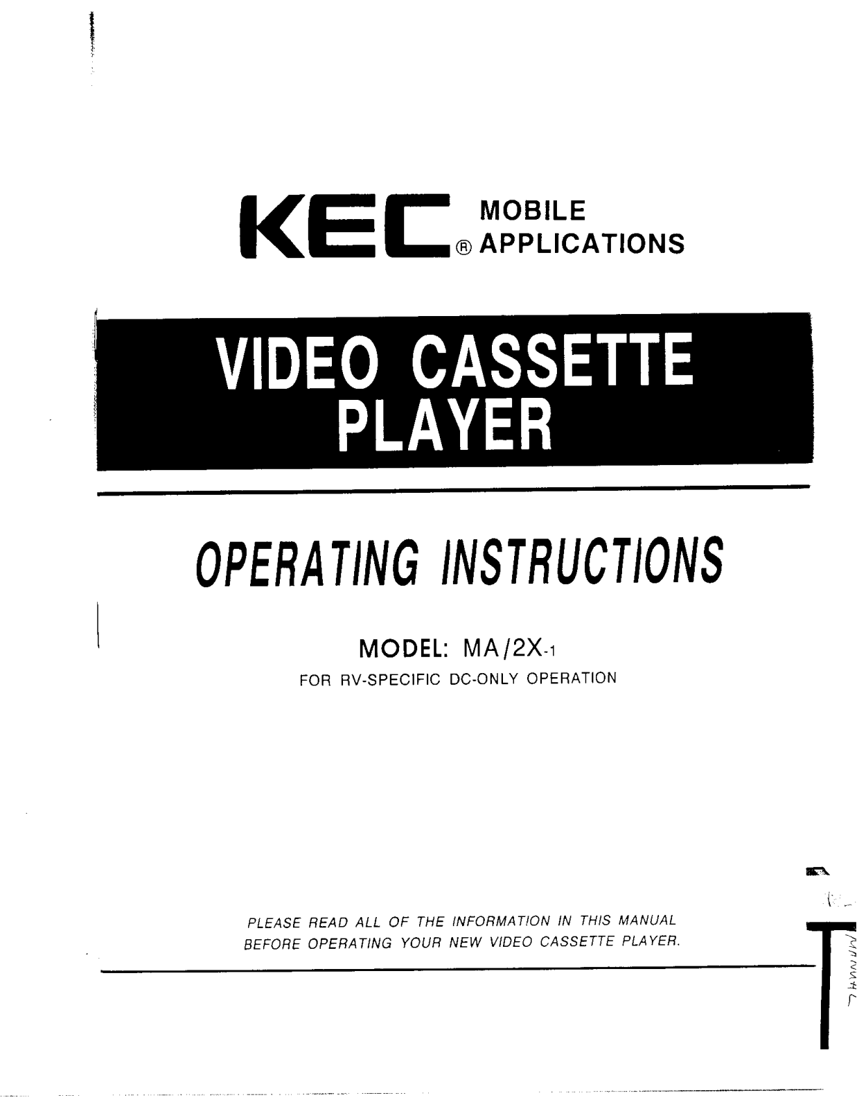 KTV Global KVP11KU User Manual