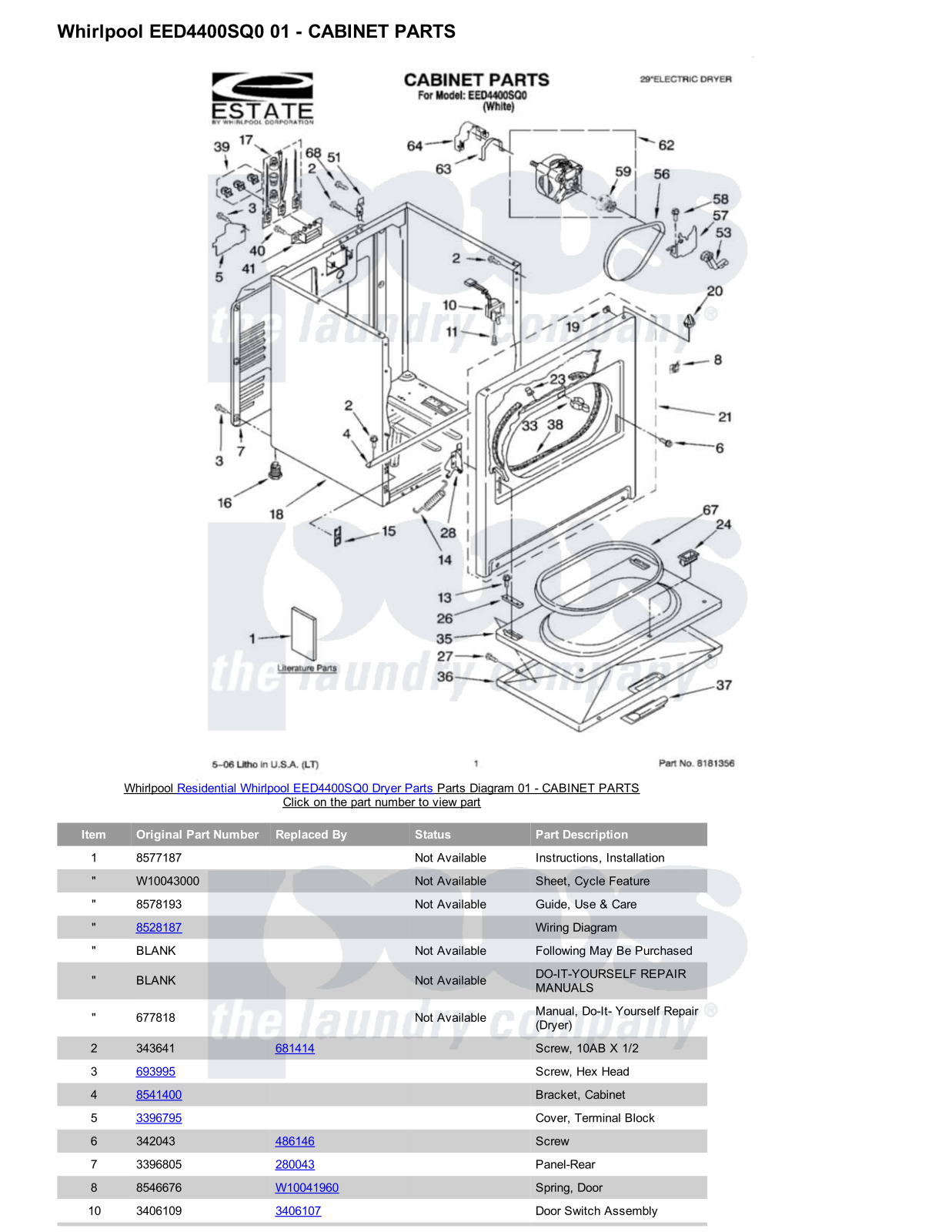 Whirlpool EED4400SQ0 Parts Diagram