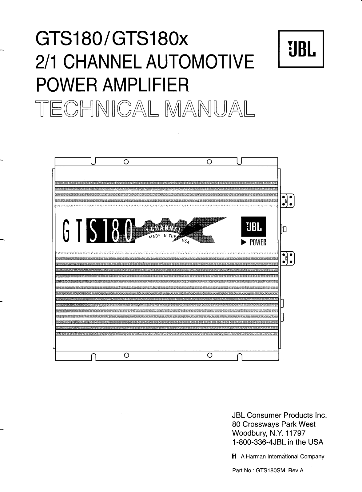 JBL GTS-180, GTS-180-X Service manual