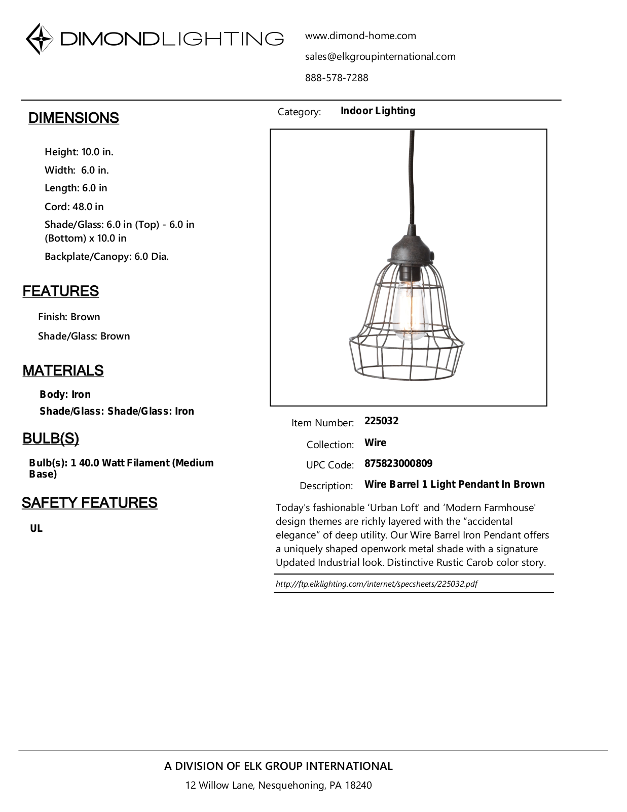 ELK Home 225032 User Manual