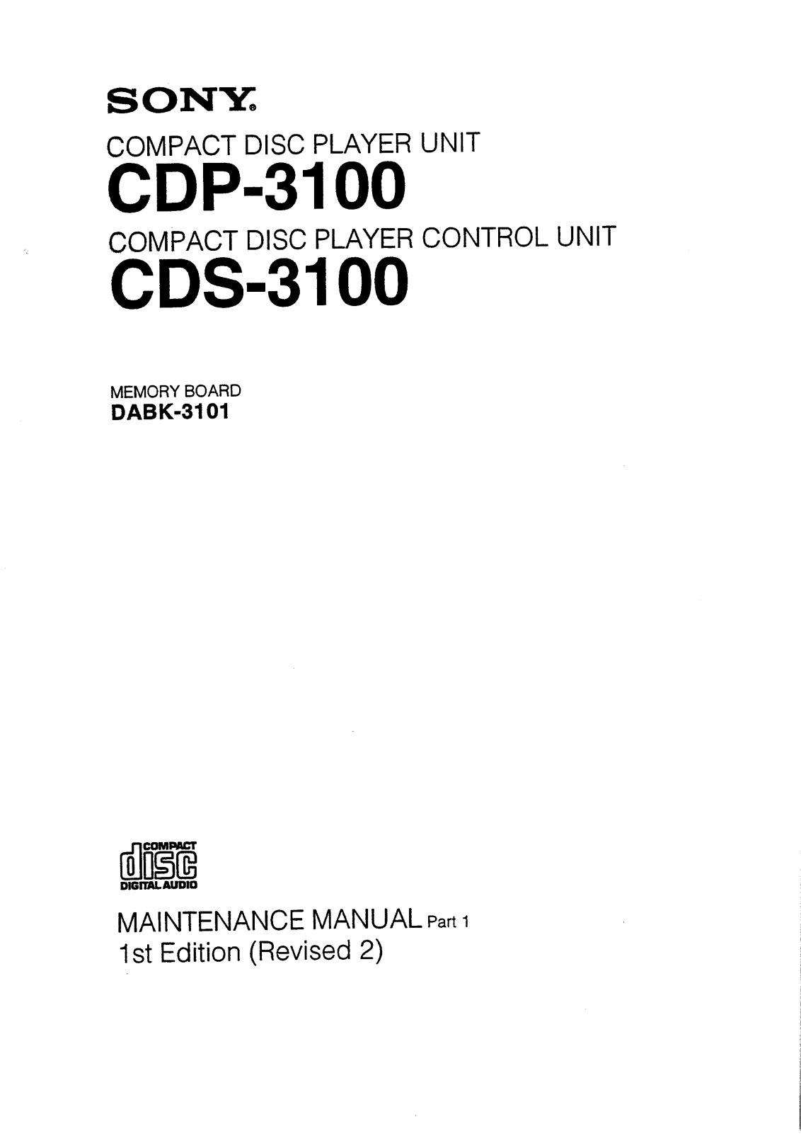 Sony CDP-3100, CDS-3100 Service manual