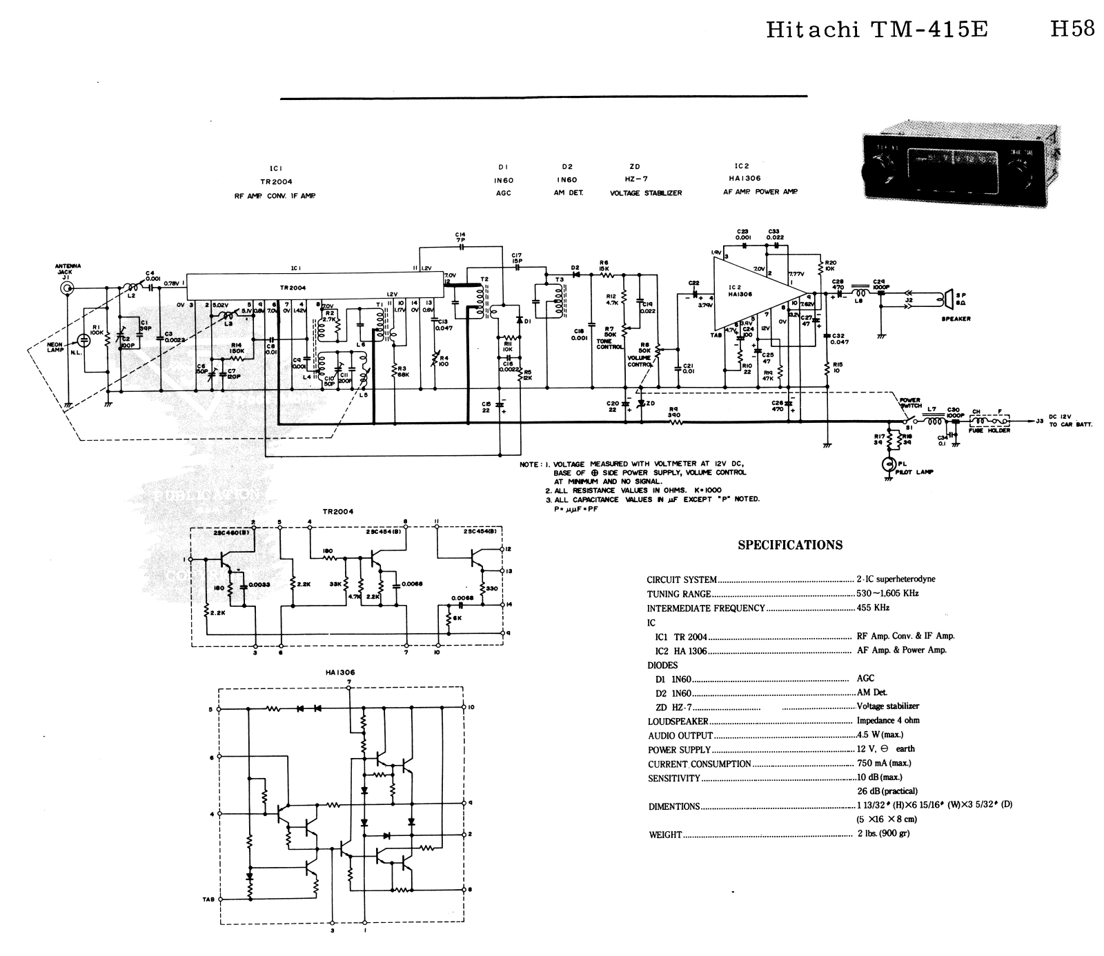 Hitachi TM-415 E Cirquit Diagram