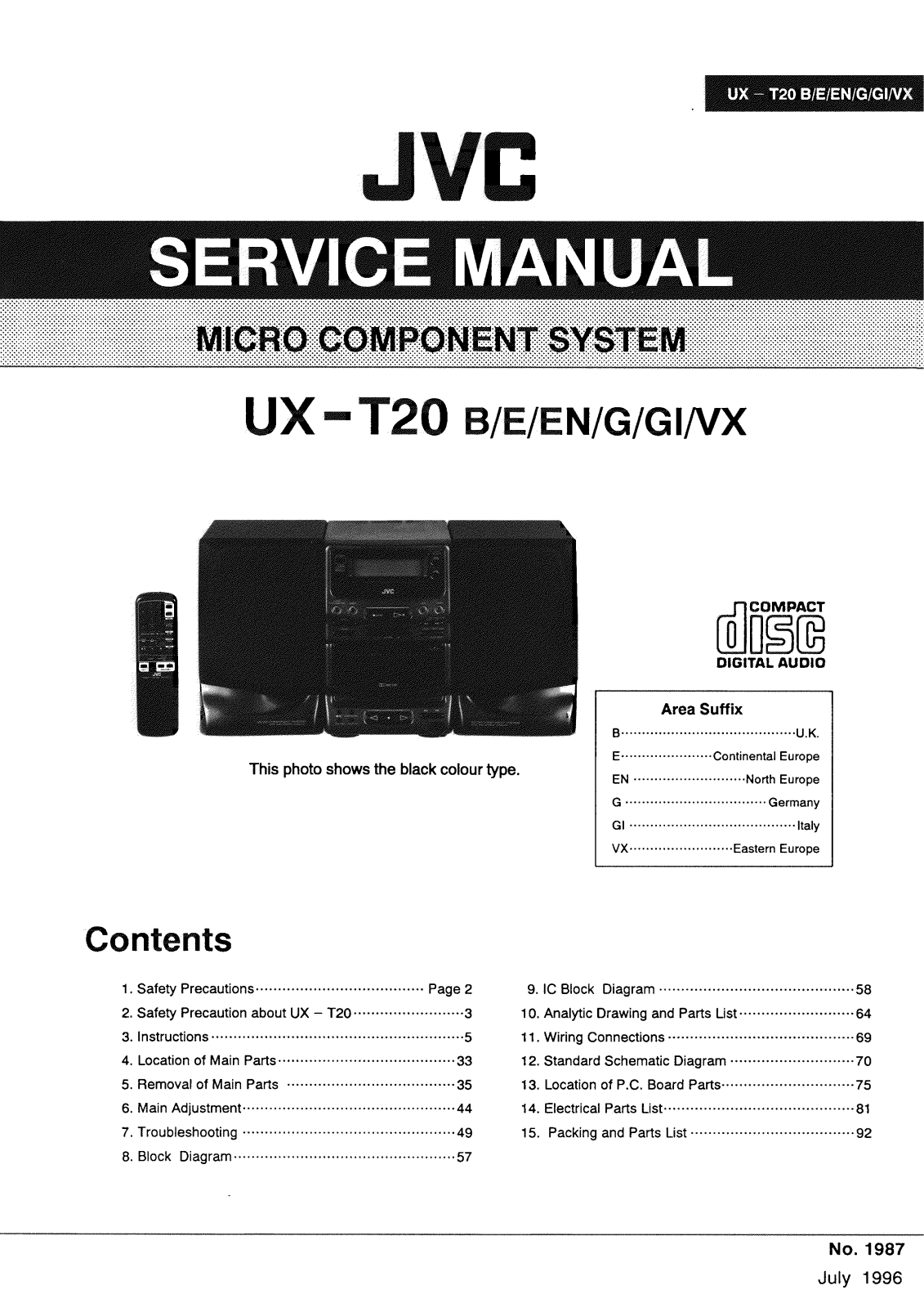 JVC UX-T20B, UX-T20E, UX-T20EN, UX-T20G, UX-T20GI Service Manual