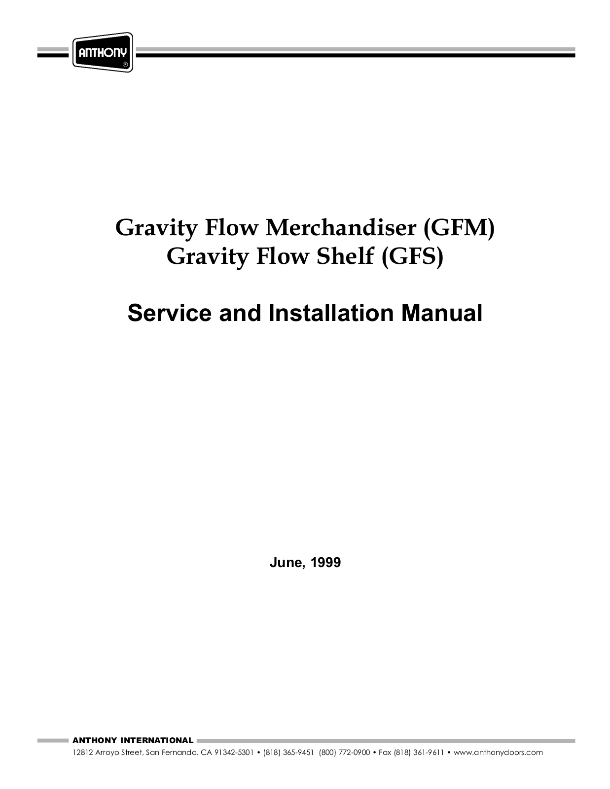 Anthony GFM Service Manual