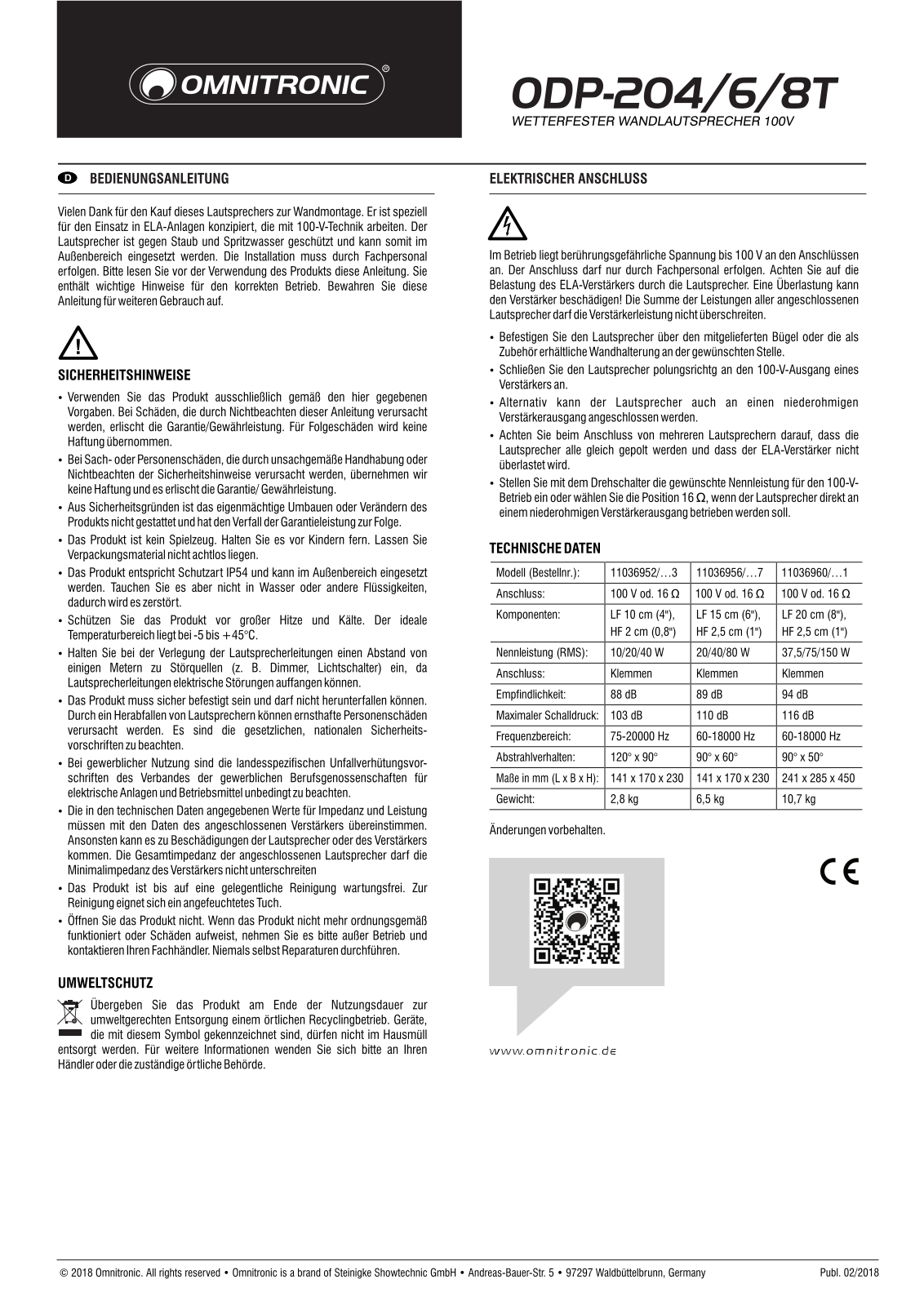 Omnitronic ODP-206T, ODP-204T, ODP-208T Operating instructions - ManualMachine.com