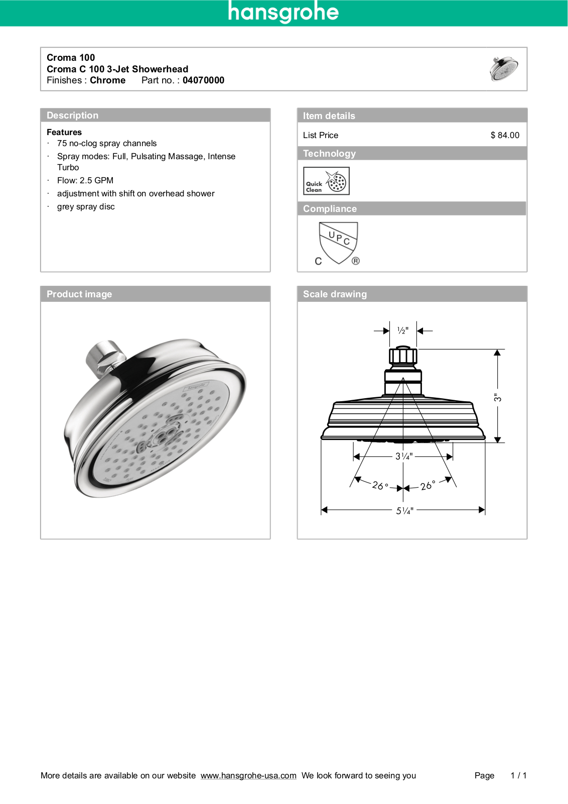 Hansgrohe HAN2532 Specifications - ManualMachine.com