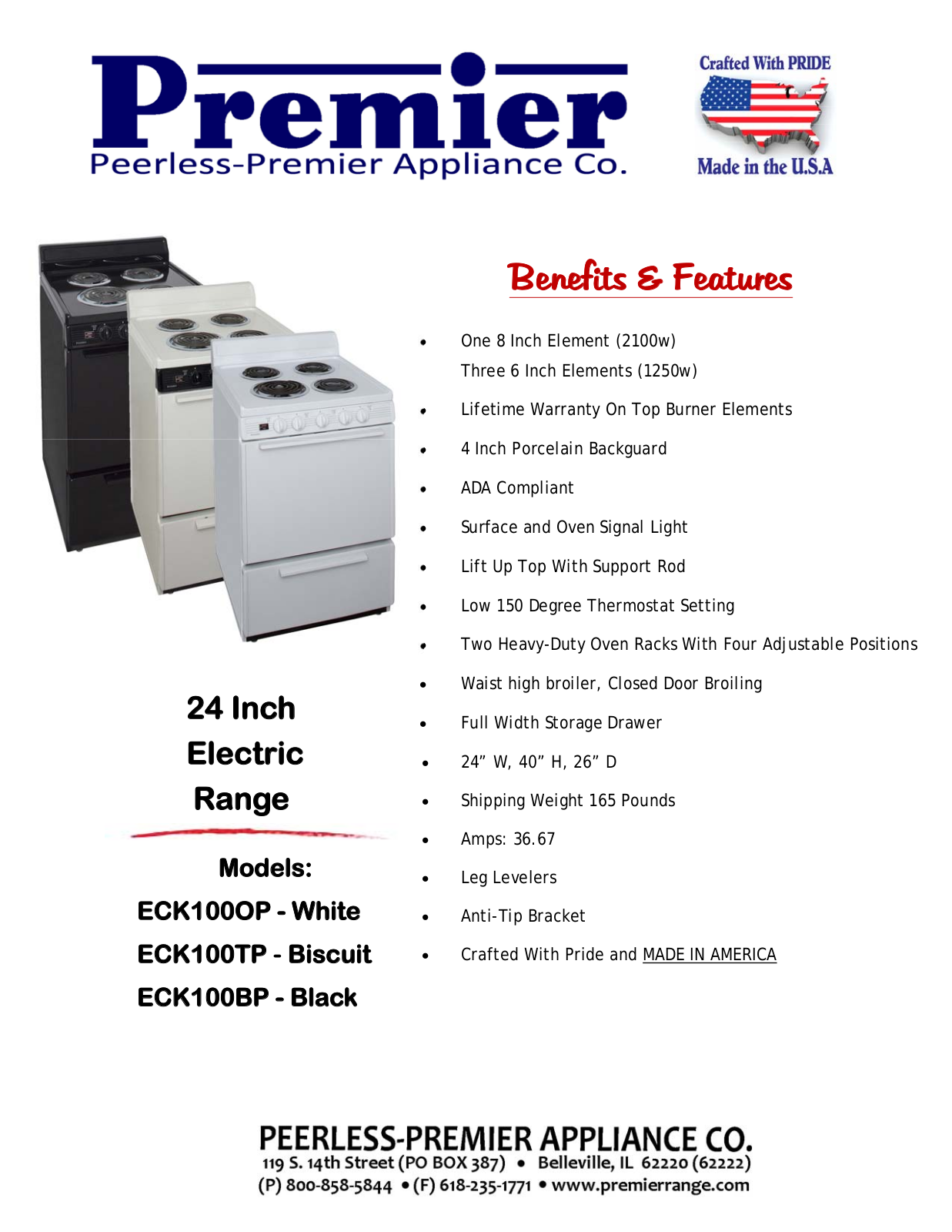 Premier ECK100TP0 Specsheet - ManualMachine.com