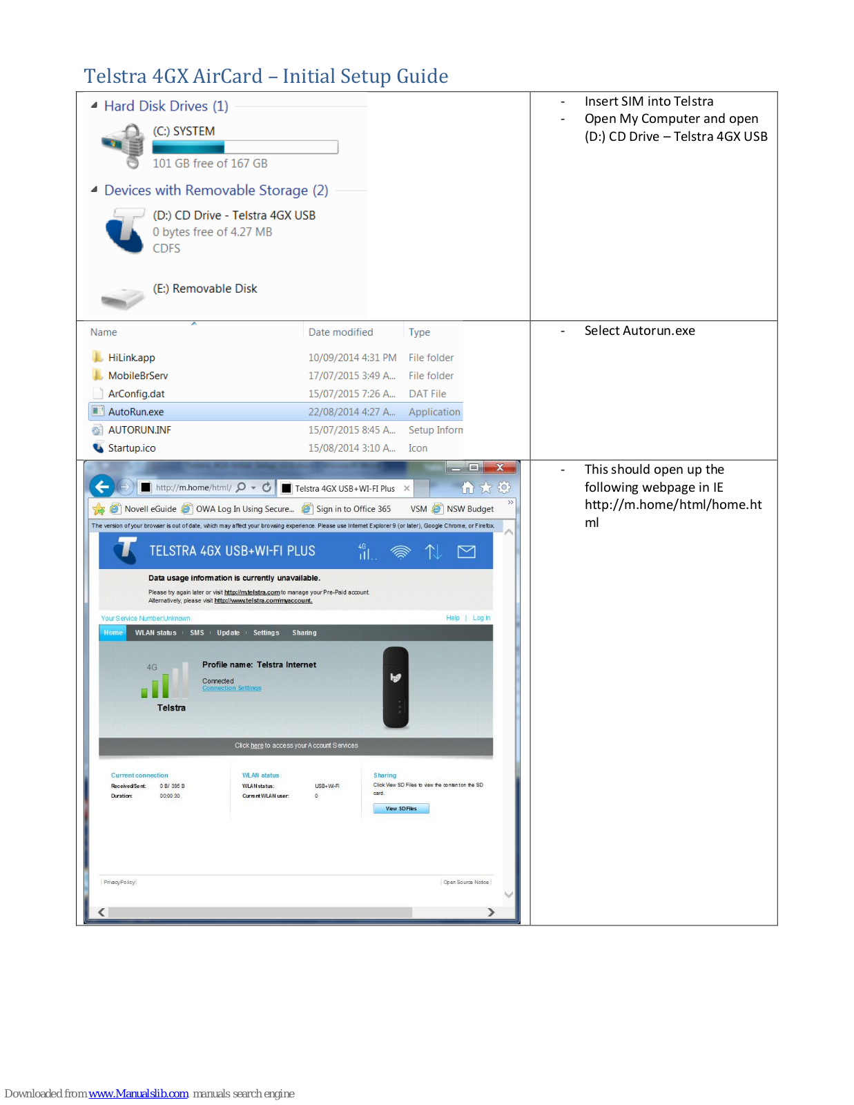 Telstra 4GX Initial Setup Manual - ManualMachine.com