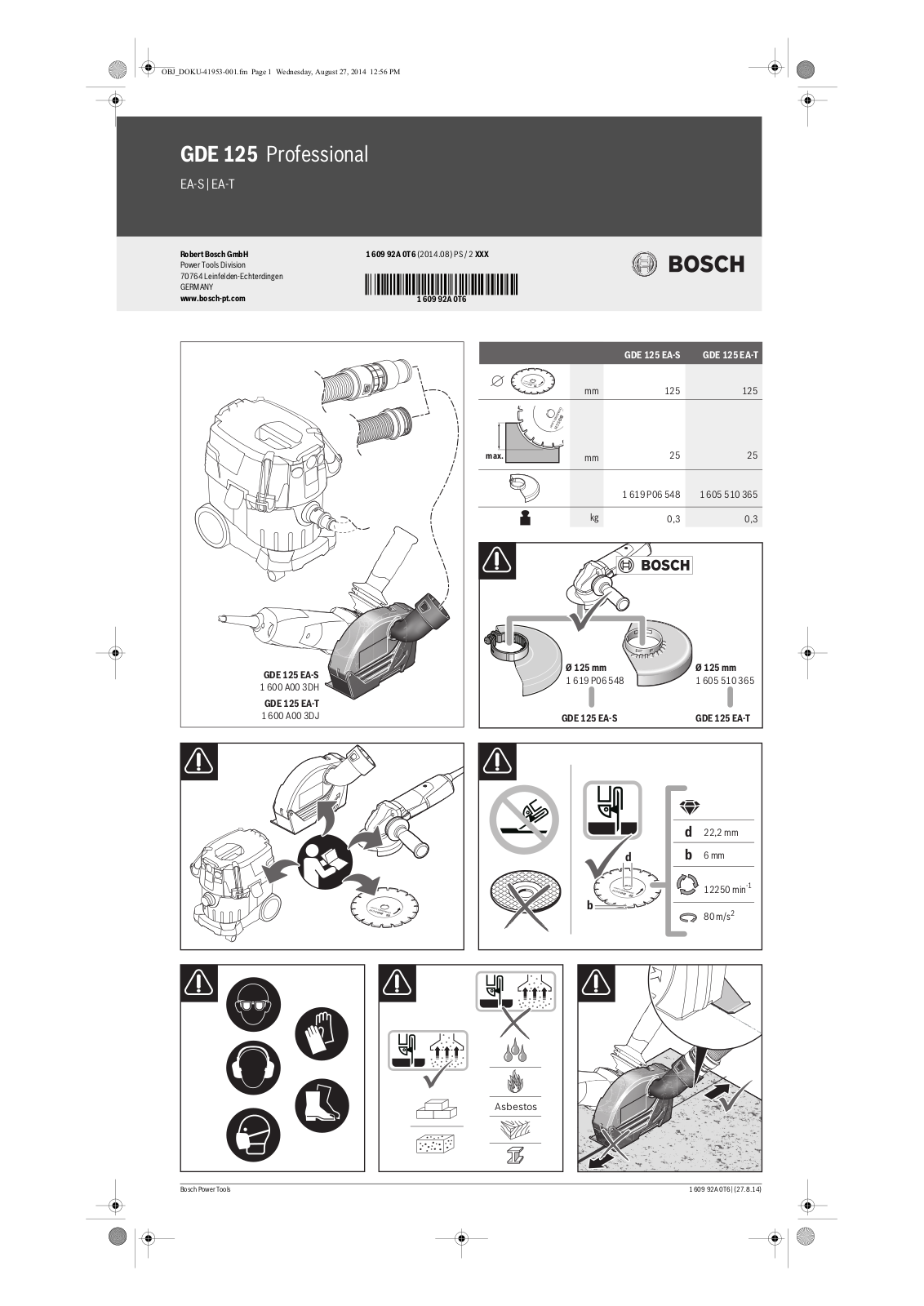 Bosch GDE 125 Professional User manual