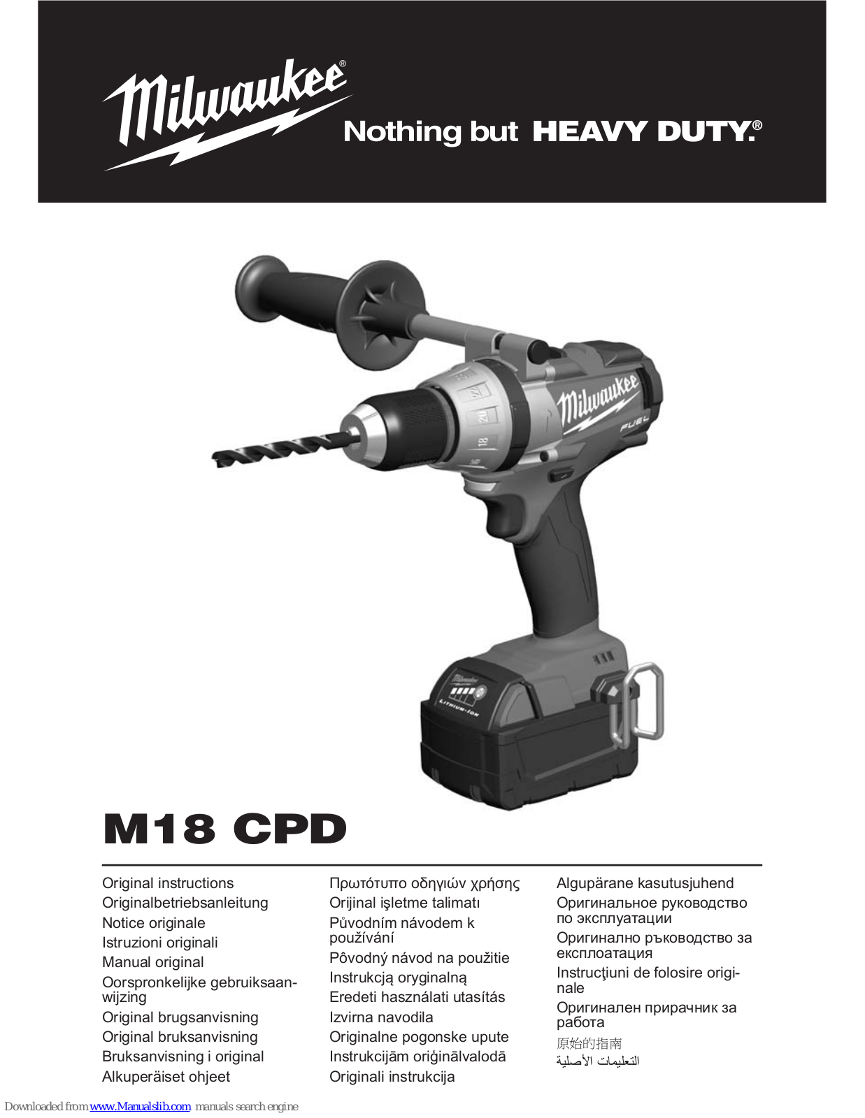 Milwaukee M18 CPD, M18 BLDD, M18 BLPD Original Instructions Manual