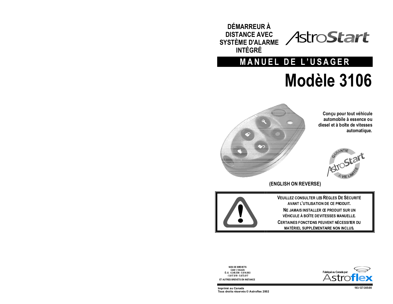 Astroflex 3106 Owner's Manual