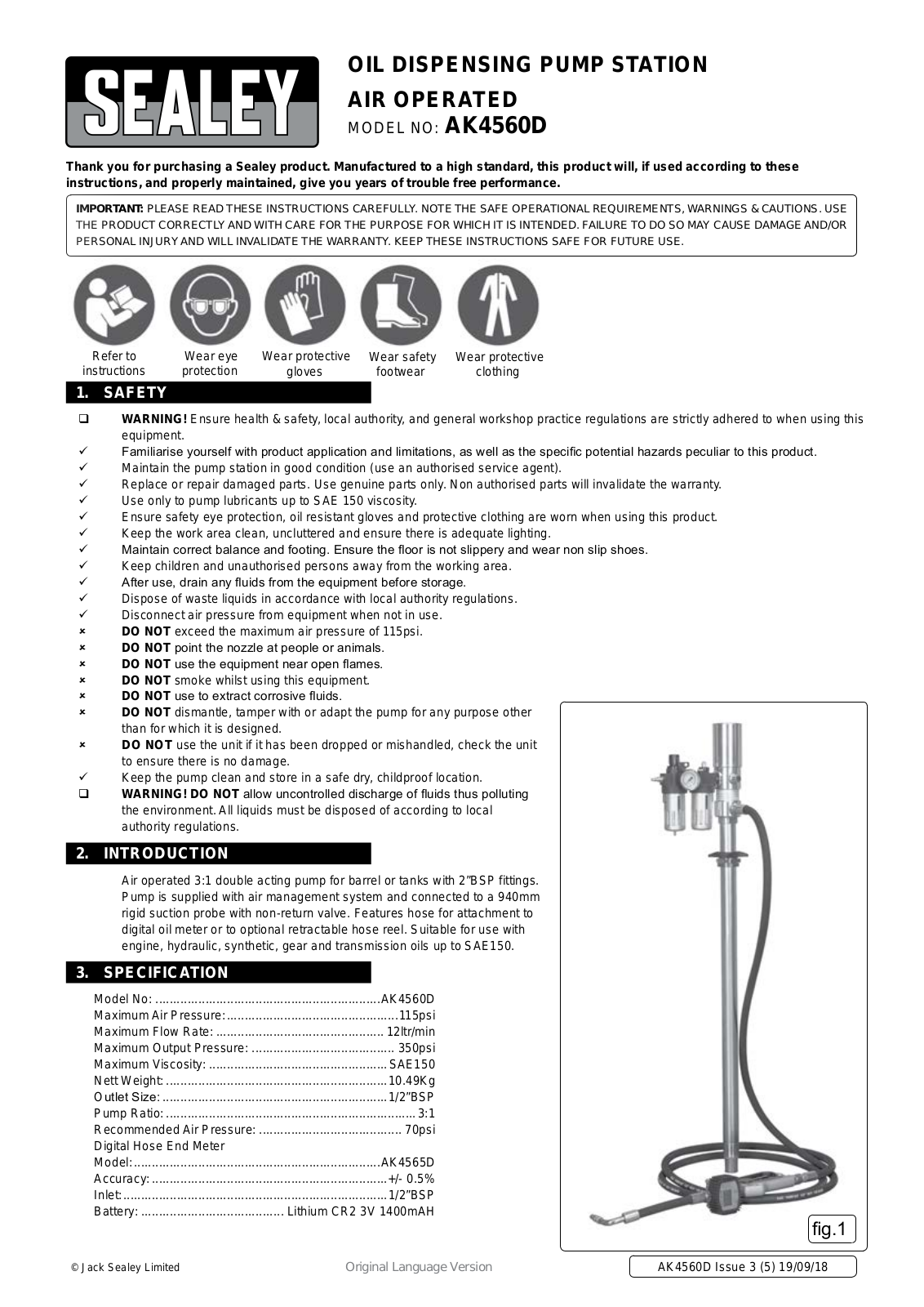 Sealey AK4560D Instruction Booklet