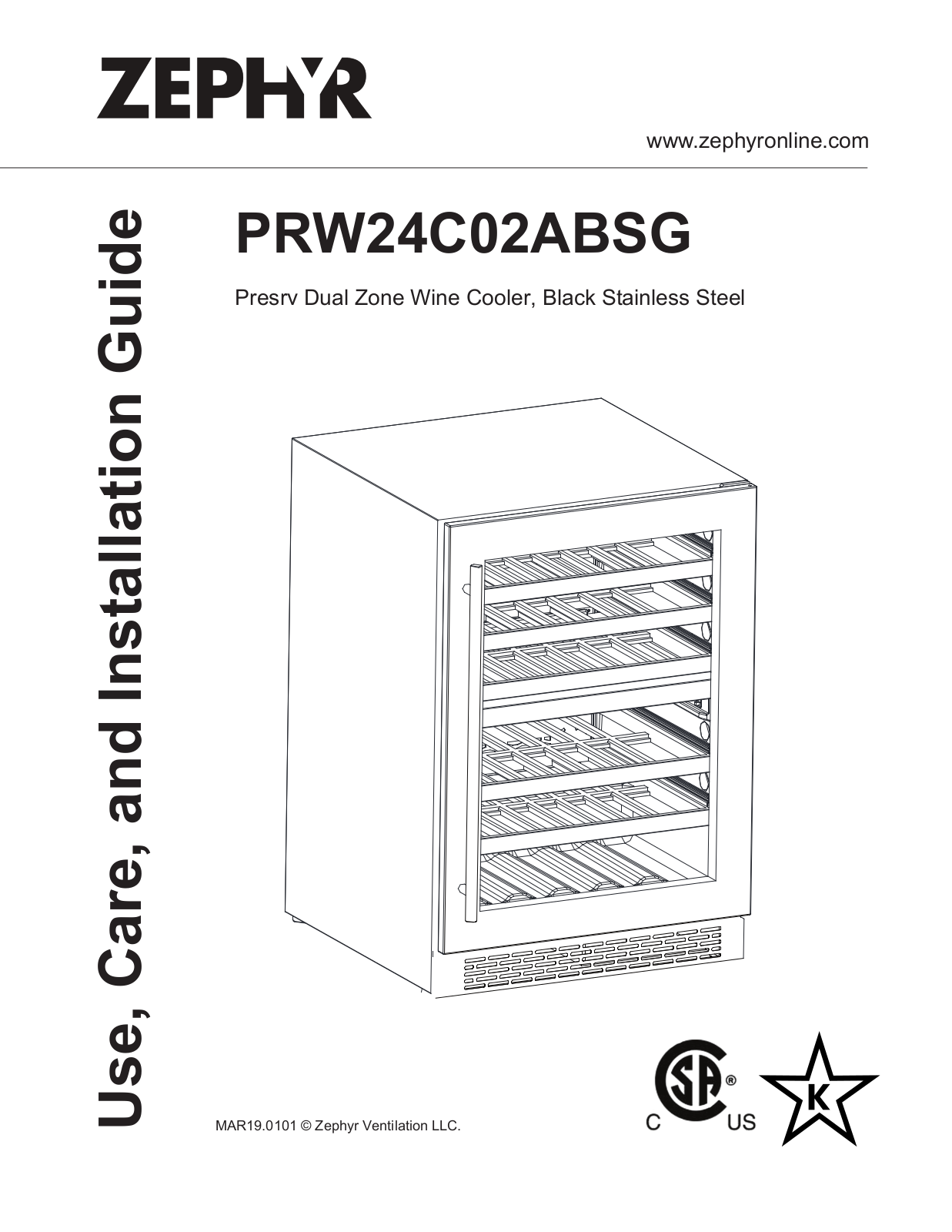 Zephyr PRW24C02ABSG User Manual