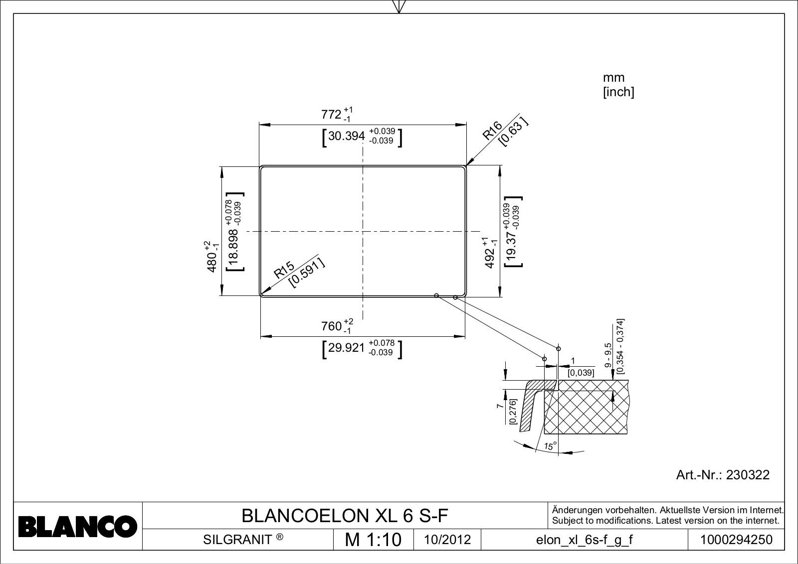 Blanco Elon XL 6 S-F User Manual