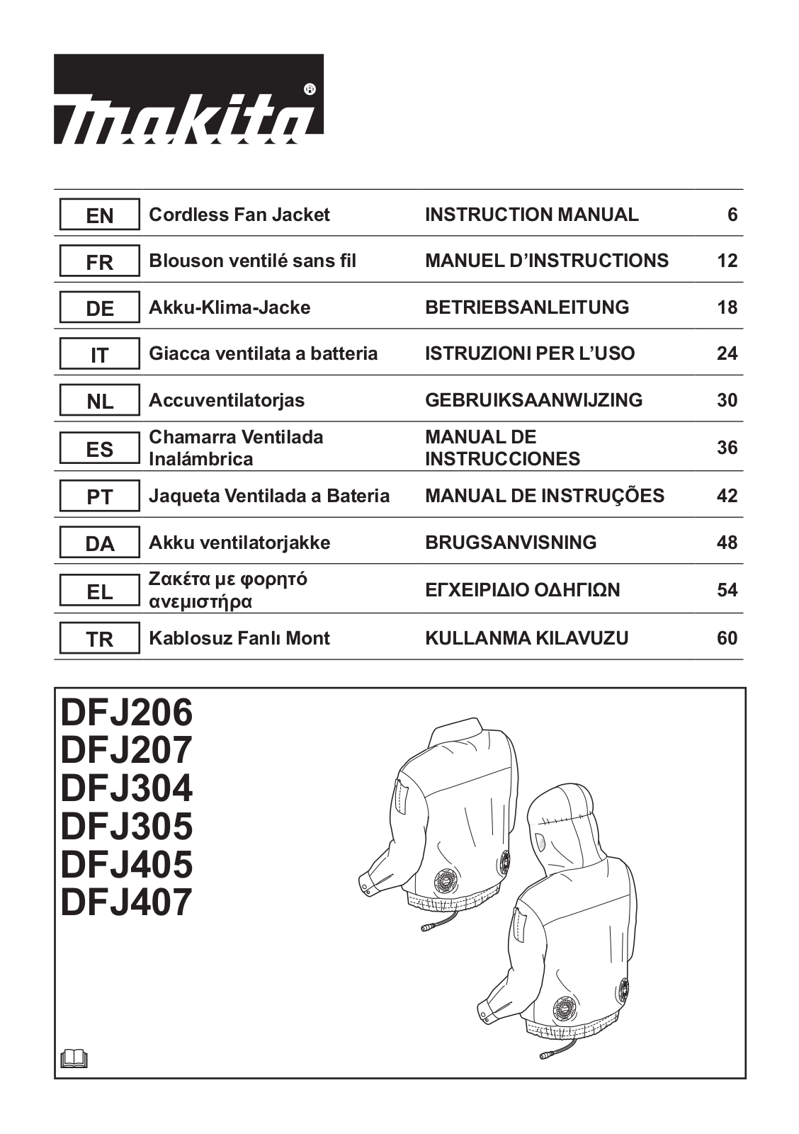 Makita DFJ206, DFJ305, DFJ207, DFJ304, DFJ405 Instruction Manual