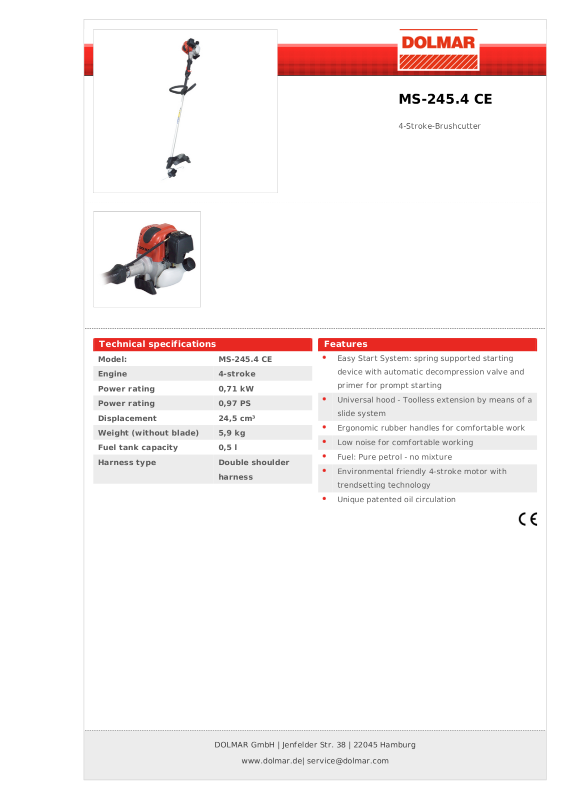 Dolmar MS-245.4 CE Technical specifications