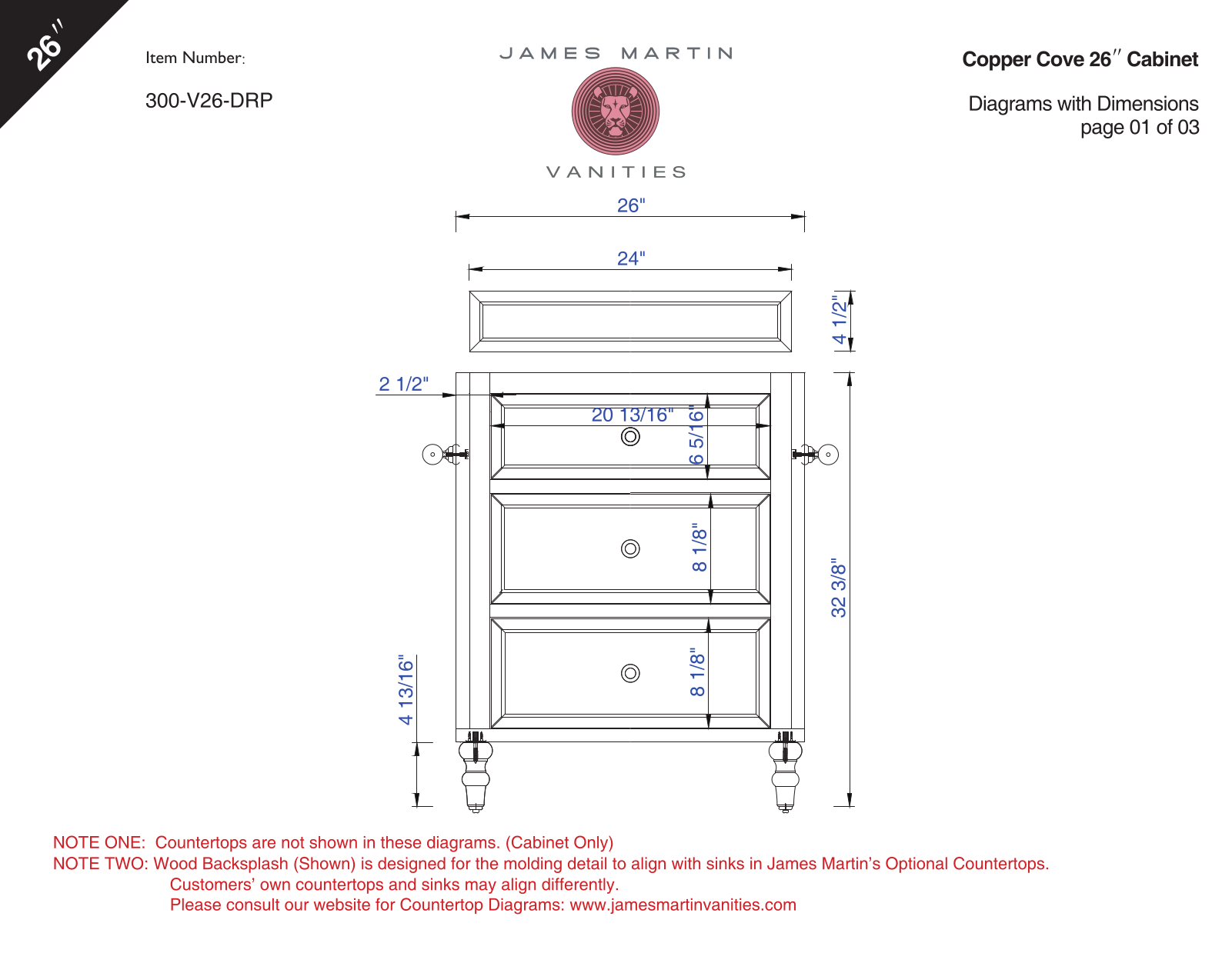 James Martin 300V26DRP3AF, 300V26DRP3CAR Diagram