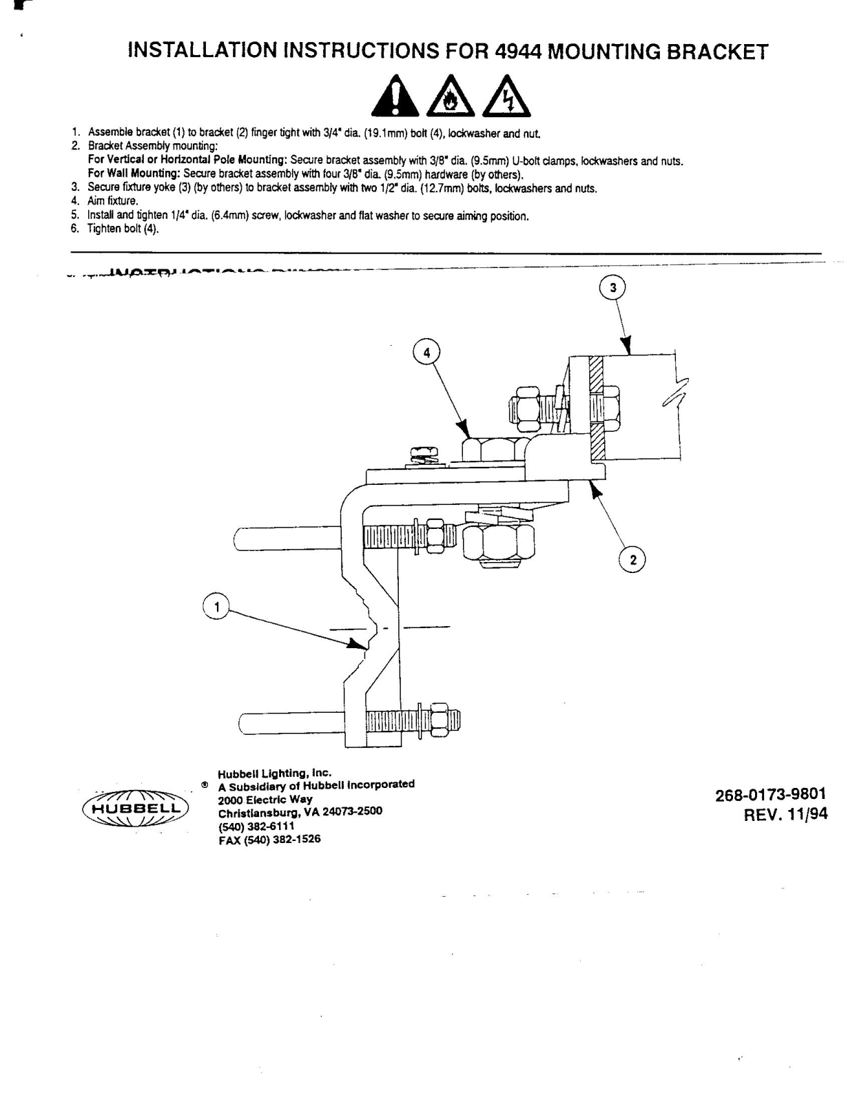 Hubbell Lighting 4944 User Manual