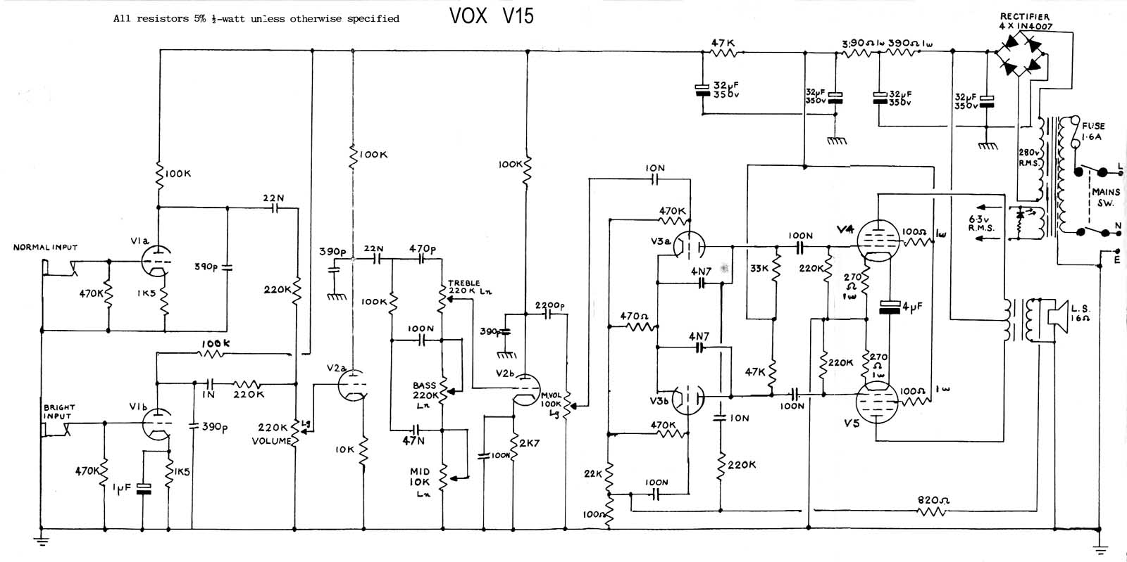 Vox v15 schematic