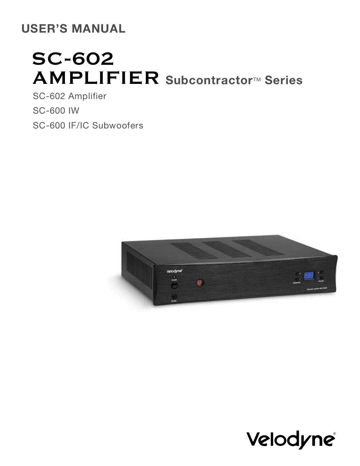 Velodyne SC-602 User Manual