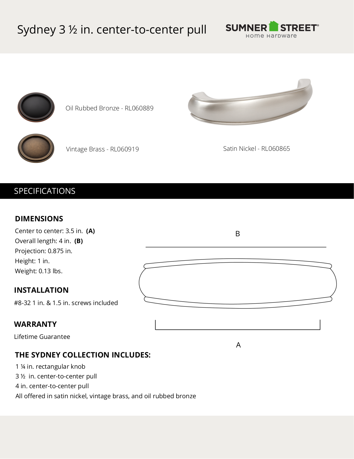 Sumner Street Home Hardware CTHD1094 Specifications - ManualMachine.com