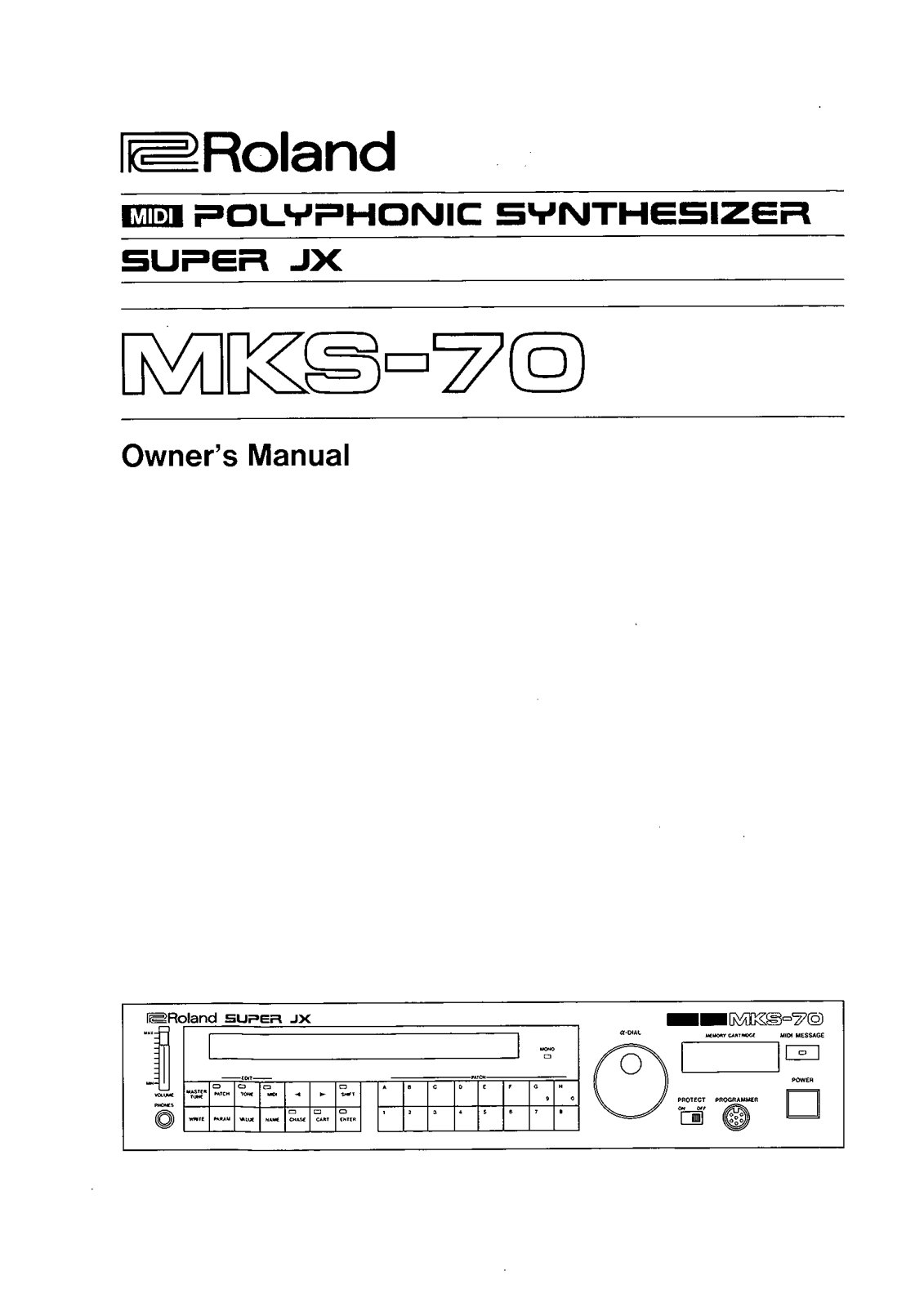 Roland Corporation MKS-70 Owner's Manual