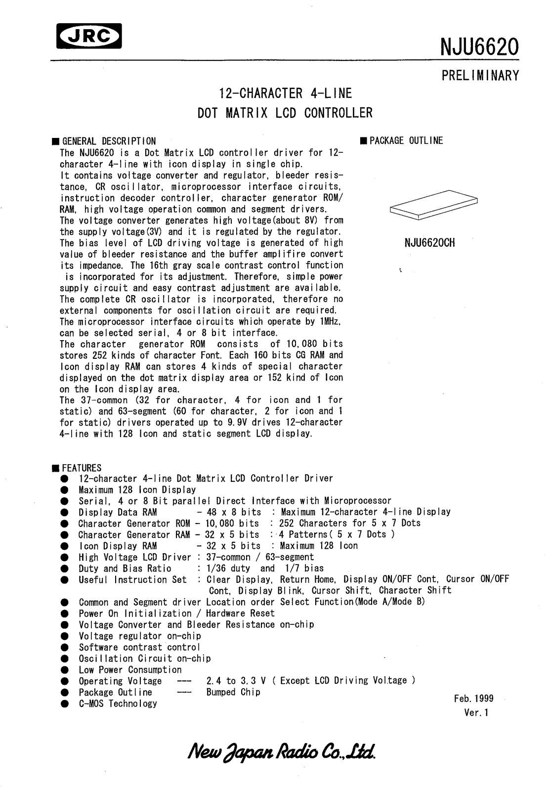 JRC NJU6620CH Datasheet