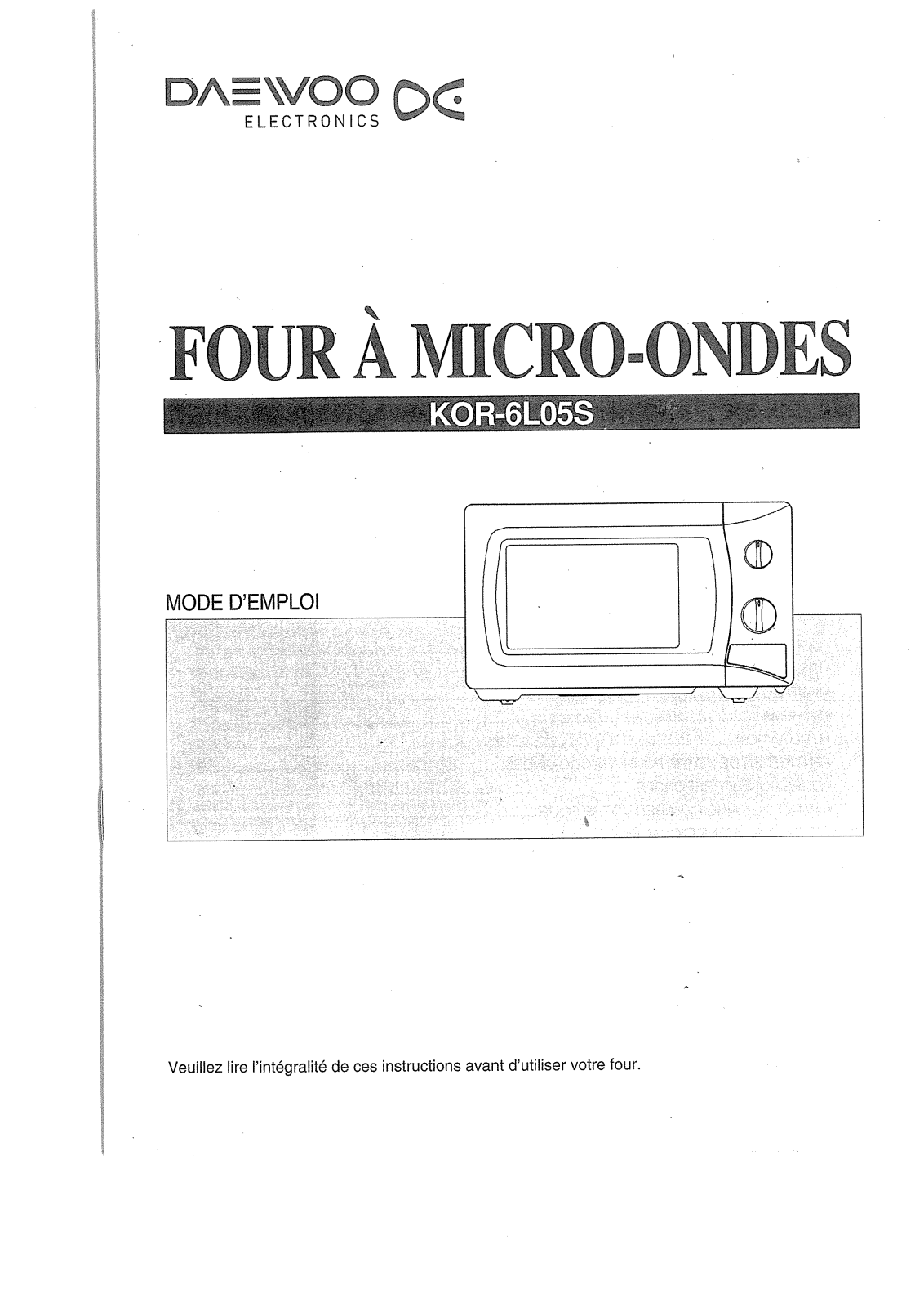 DAEWOO Kor-6L05B User Manual