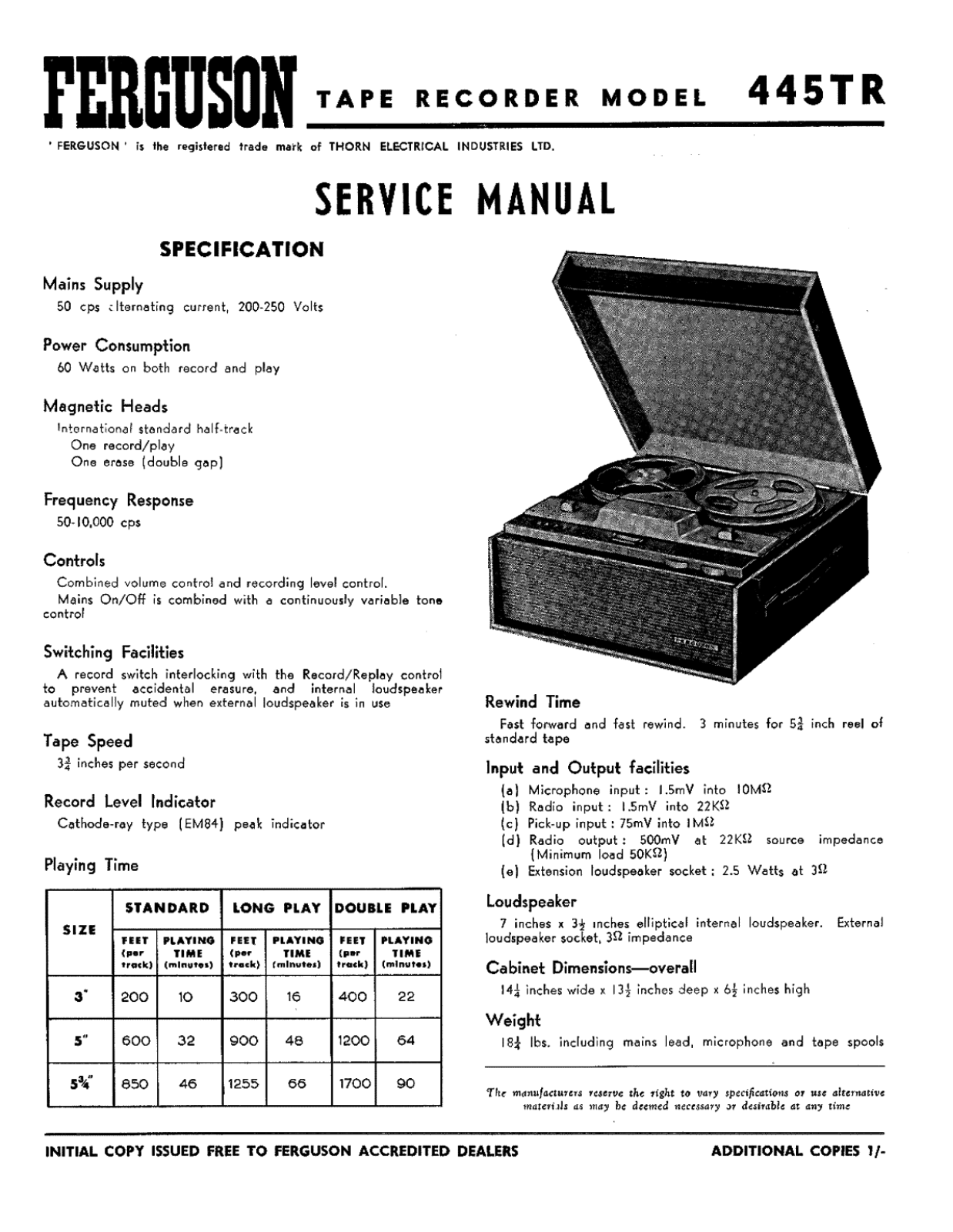 Ferguson 445-TR Service manual