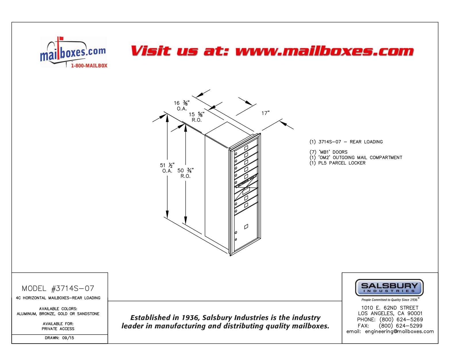 Salsbury Industries 3714S07ZRU User Manual