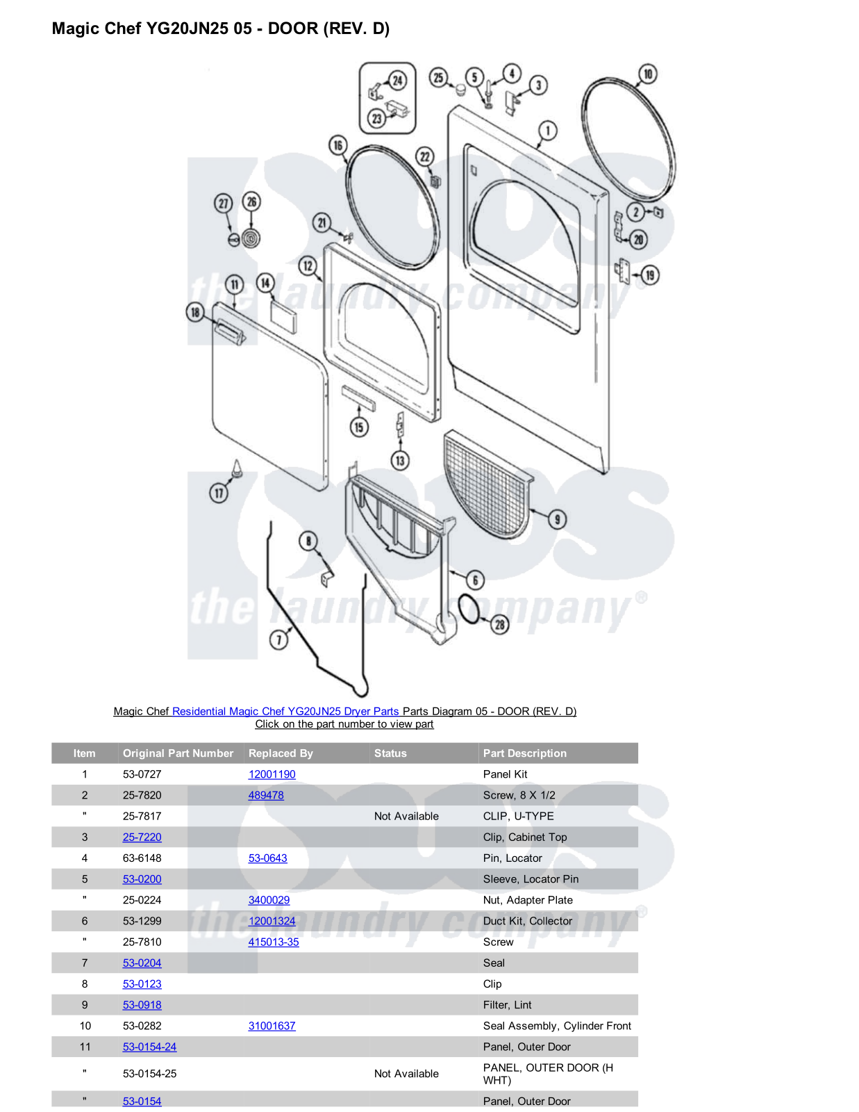 Magic Chef YG20JN25 Parts Diagram